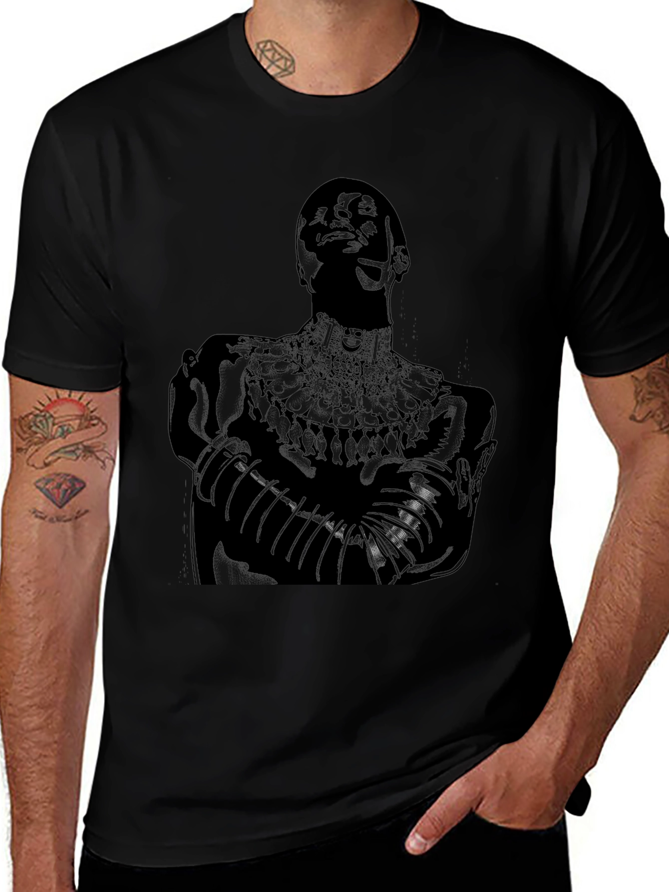 Black T-Shirt with Figure Graphic
