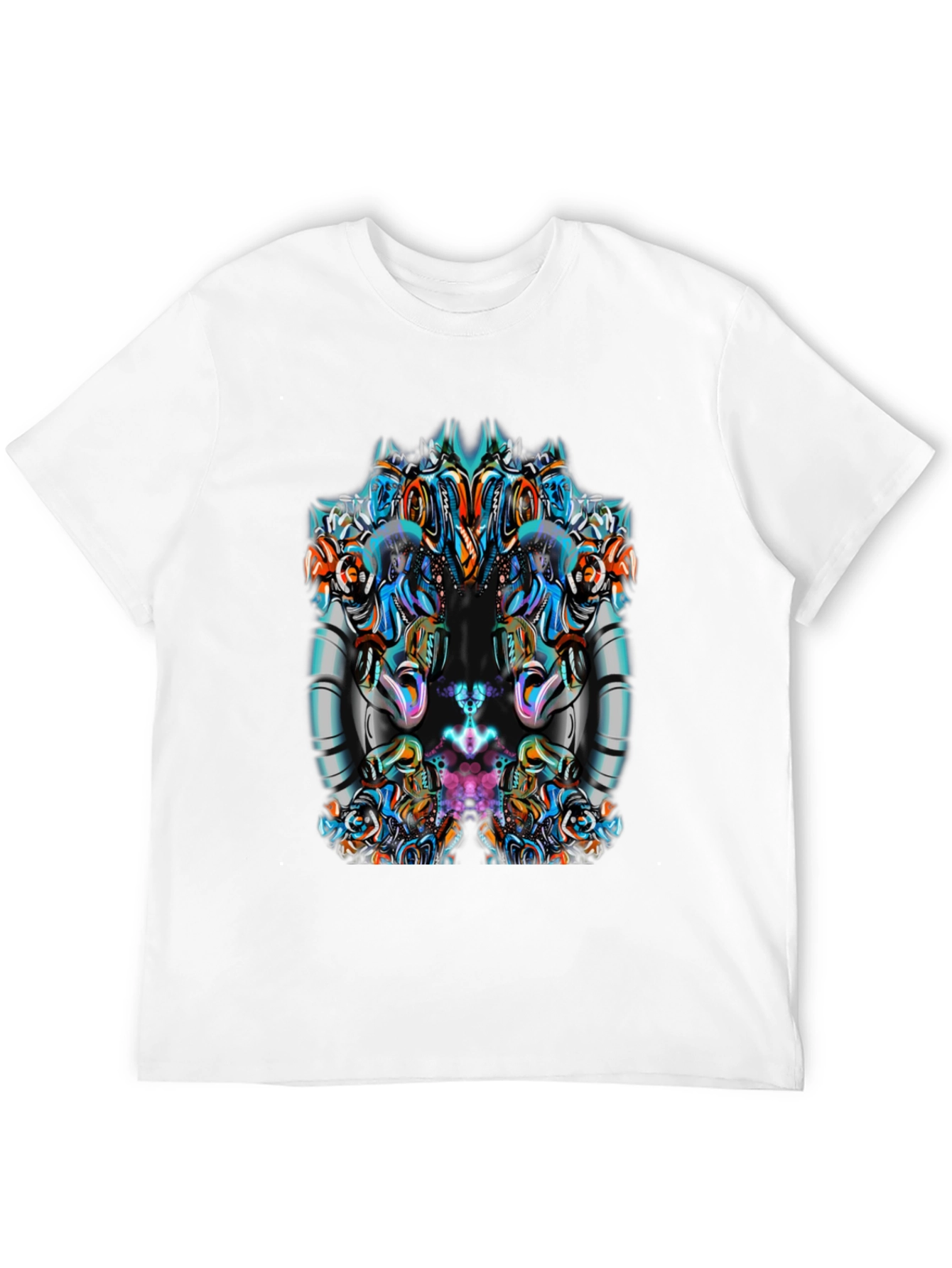 Abstract Geometric Graphic Print Mens Black Tee