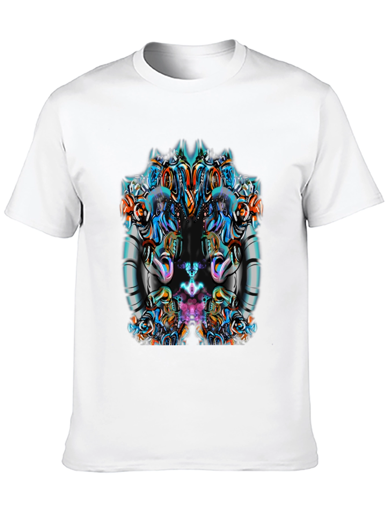 Abstract Geometric Graphic Print Mens Black Tee