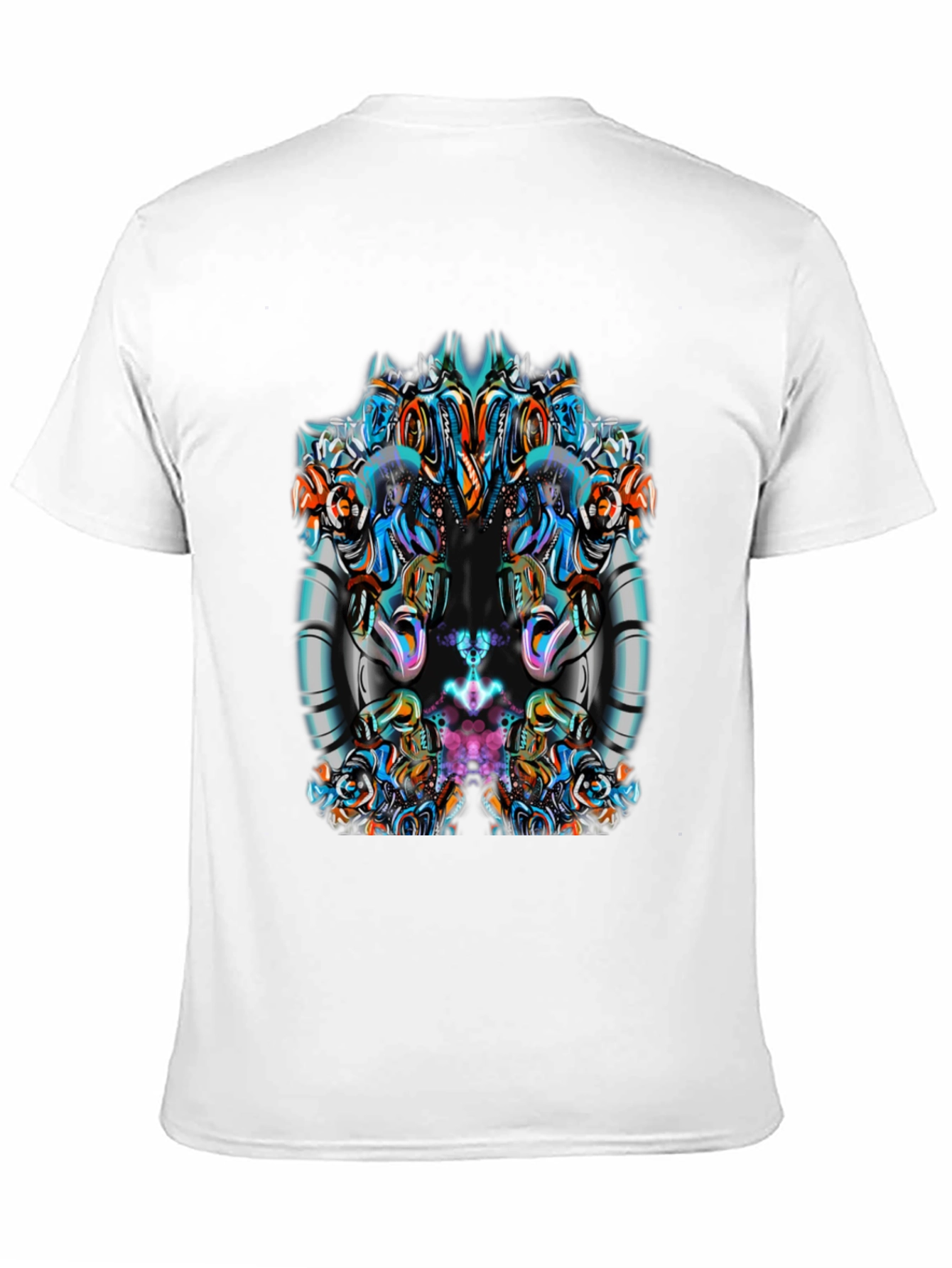 Abstract Geometric Graphic Print Mens Black Tee