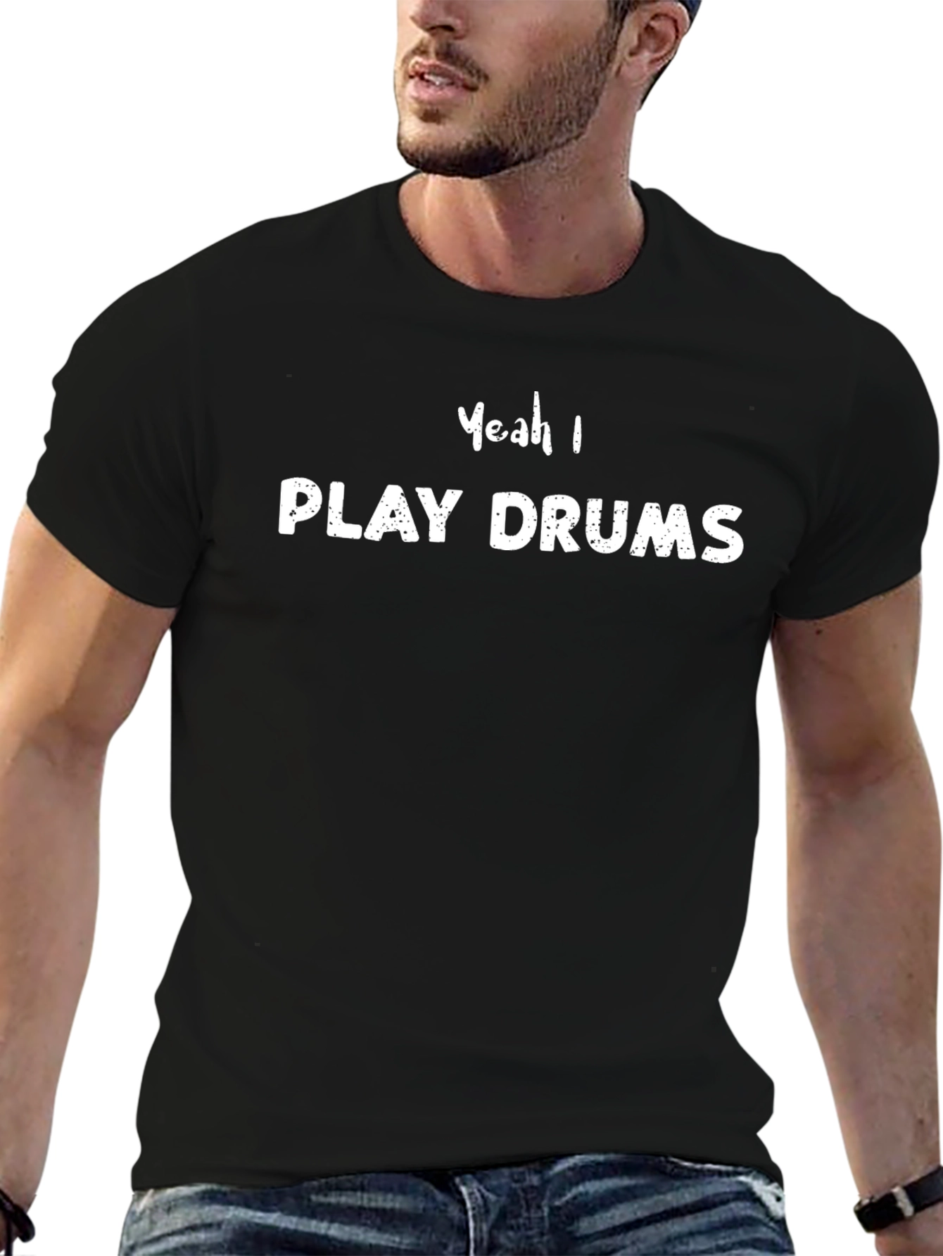 Yeah I Play Drums T-Shirt Black Casual Cotton Tee
