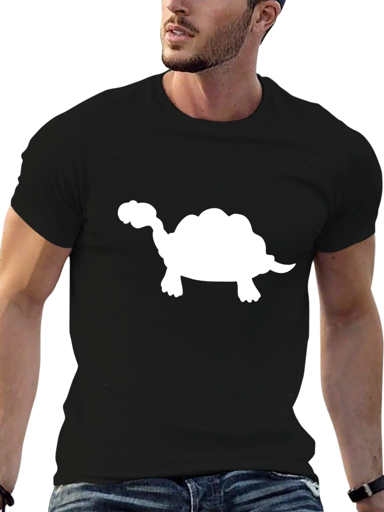 Turtle Silhouette T-Shirt - Casual Black Tee