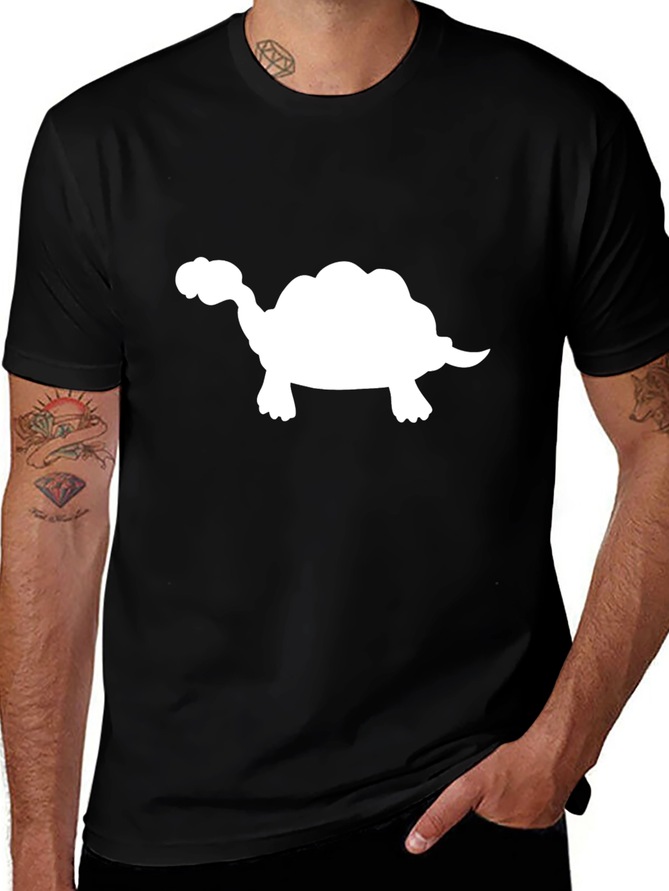 Turtle Silhouette T-Shirt - Casual Black Tee