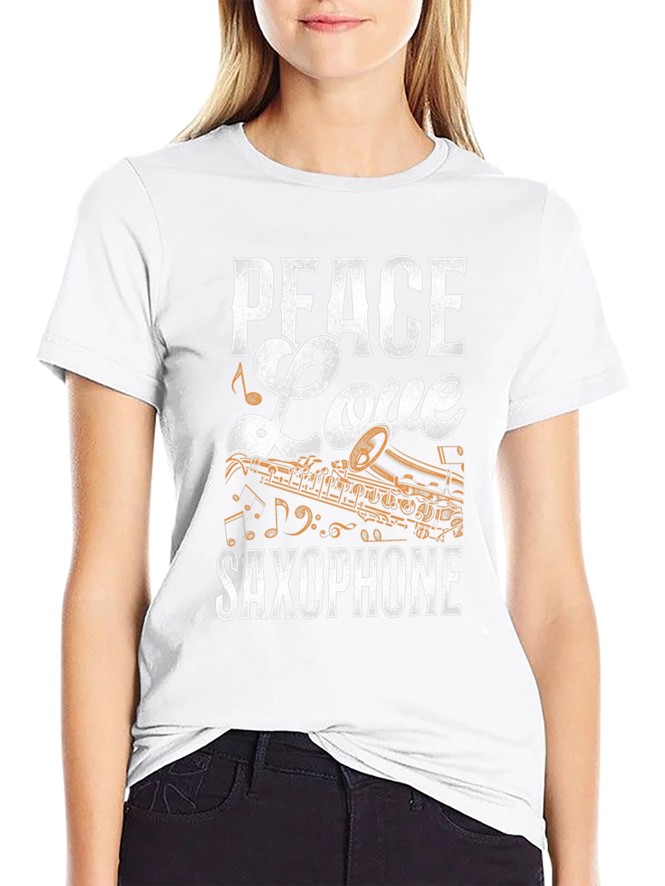 Peace Love Saxophone Graphic T-Shirt