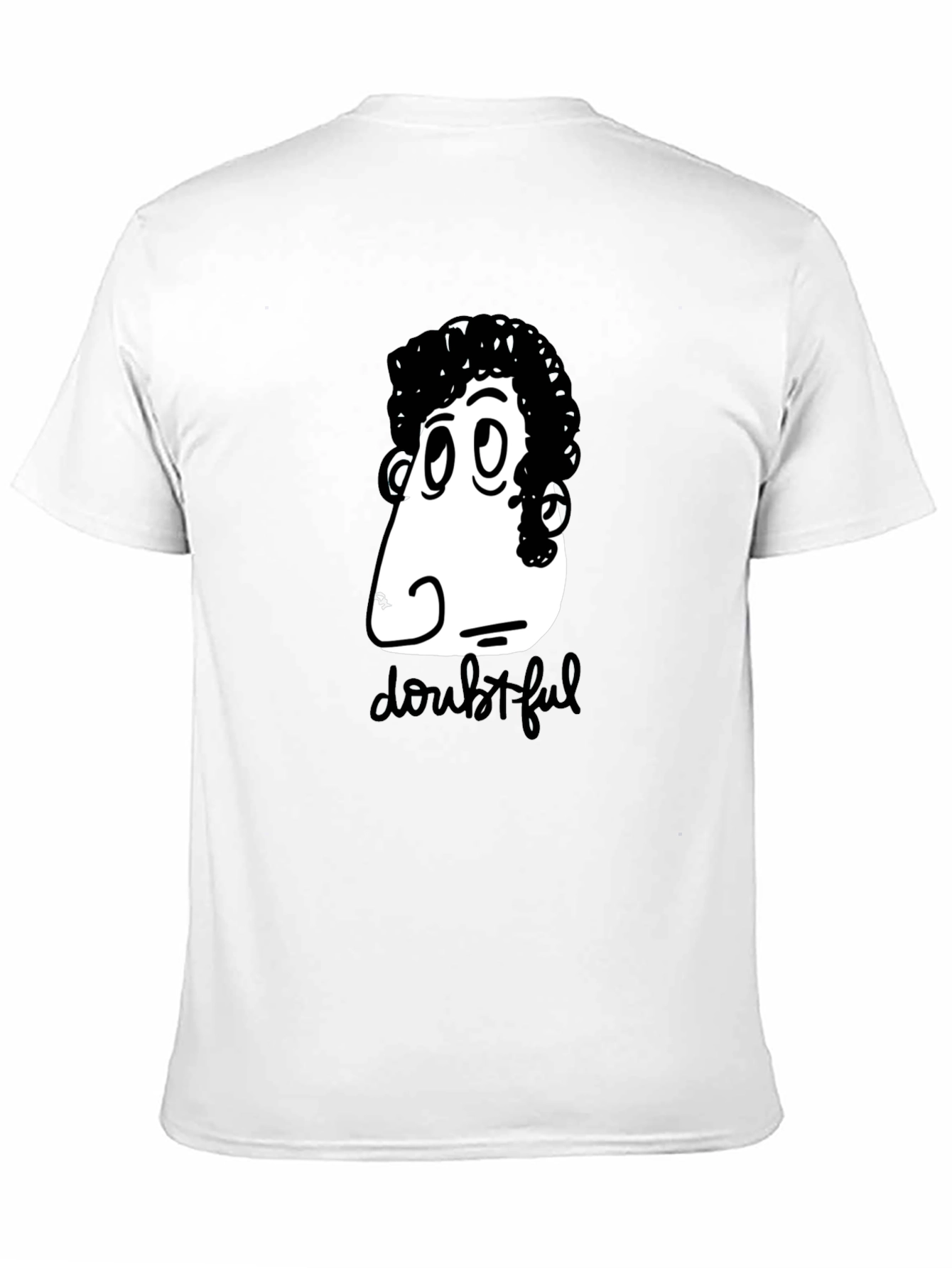 Doubtful Cartoon Graphic Black T-Shirt