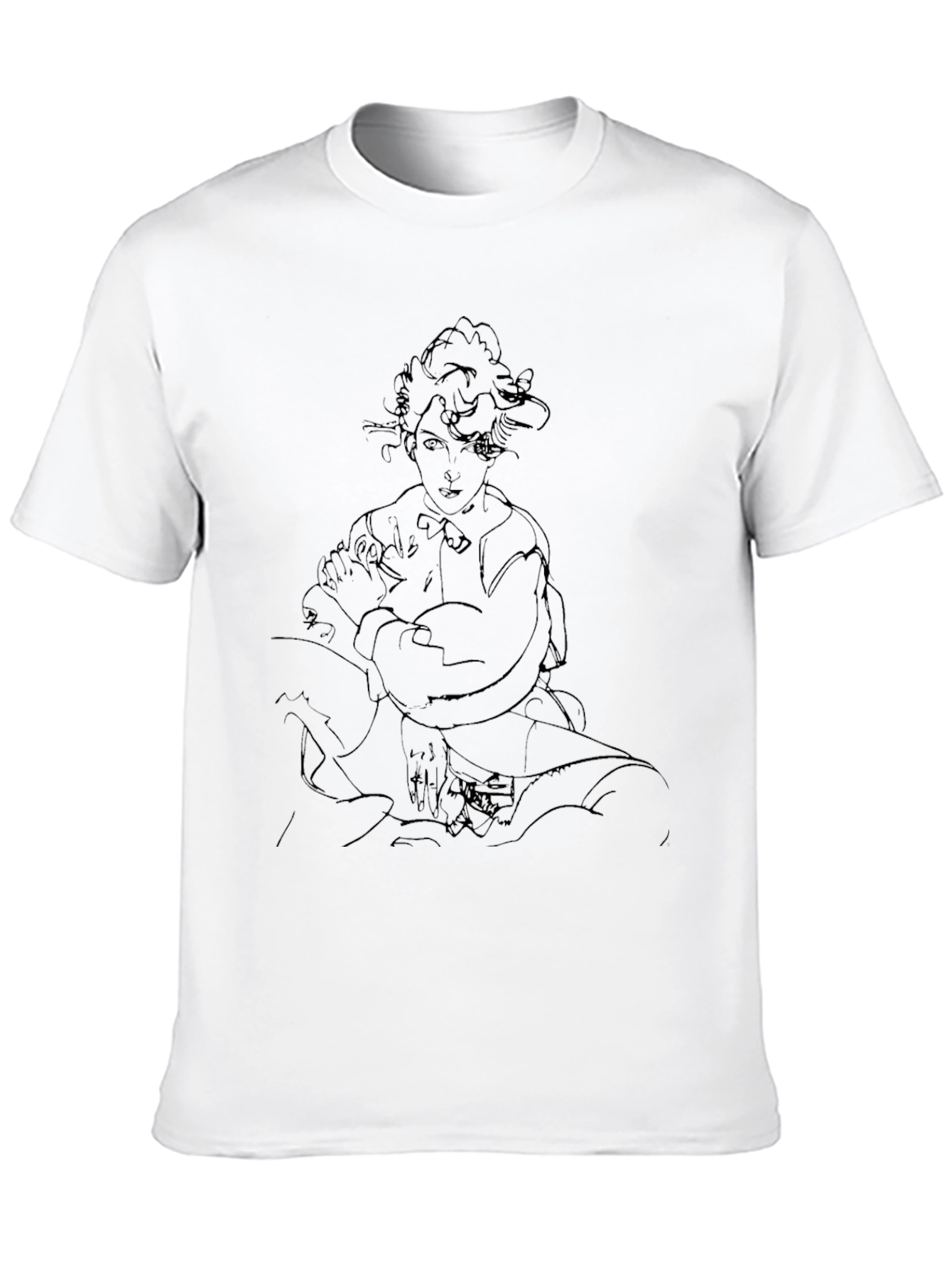 Elegant Woman Sketch Black Tee