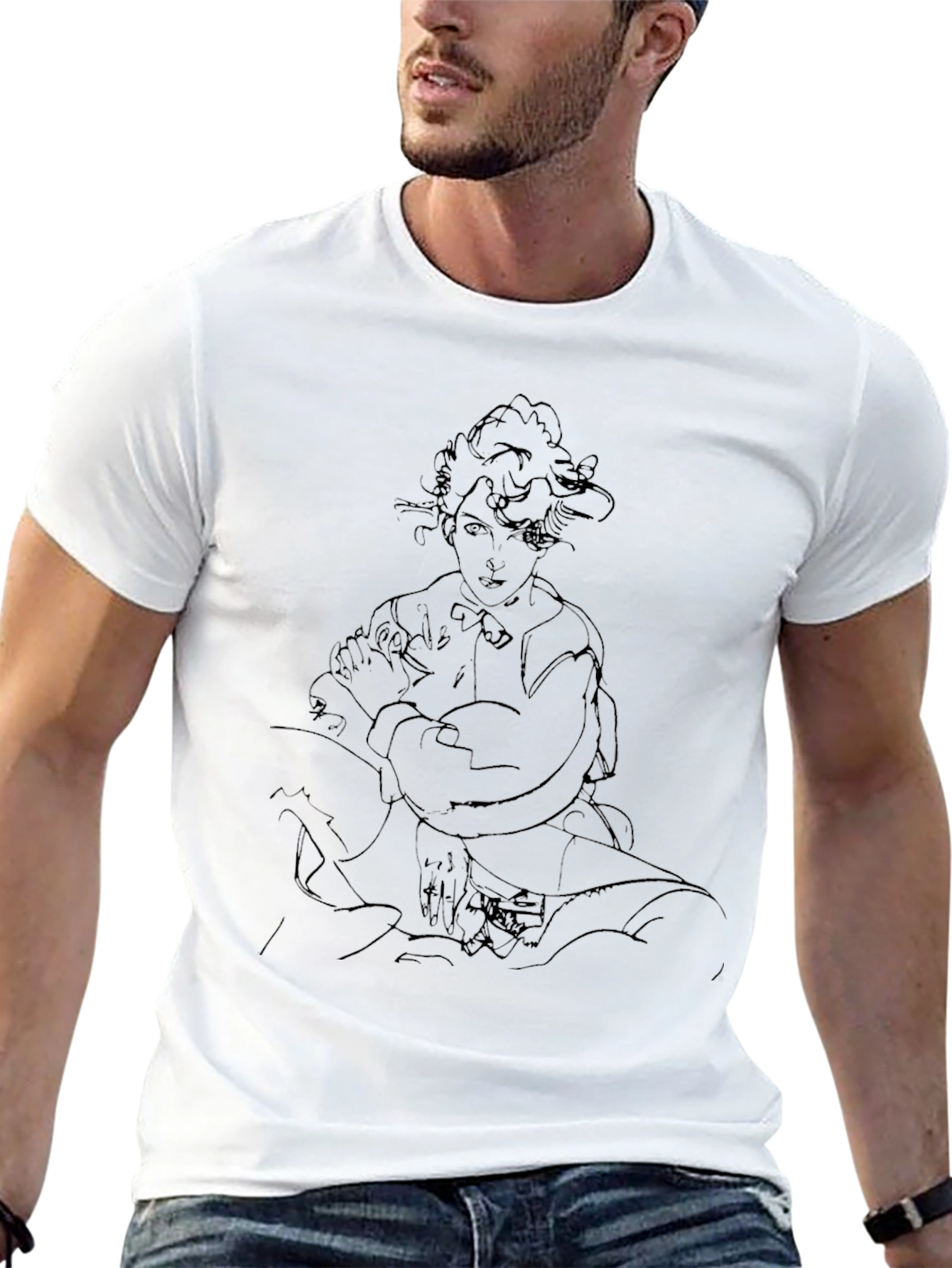 Elegant Woman Sketch Black Tee