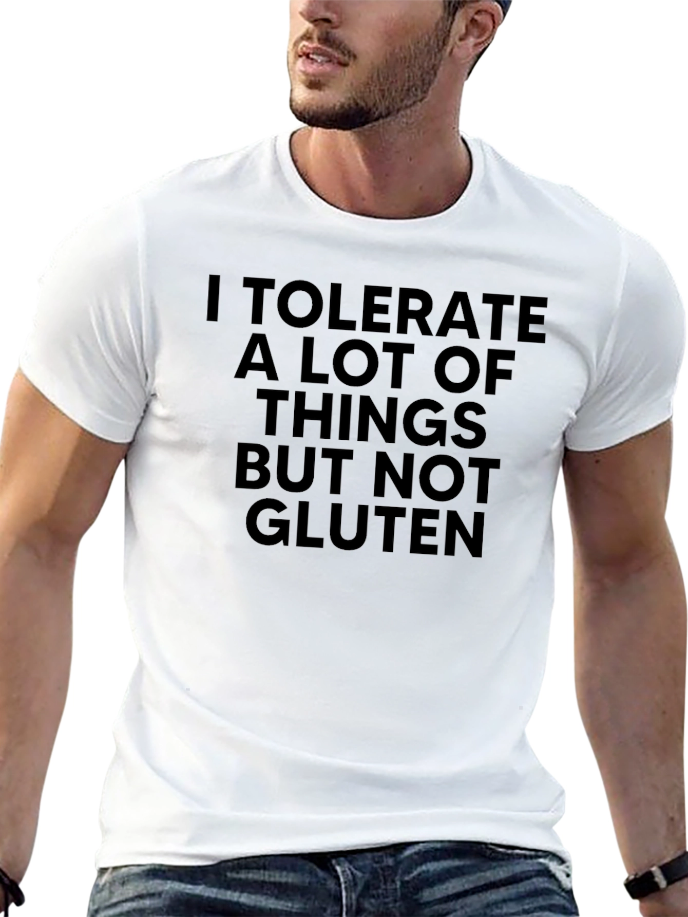 Gluten Intolerance Black T-Shirt: Tolerant to Most Things