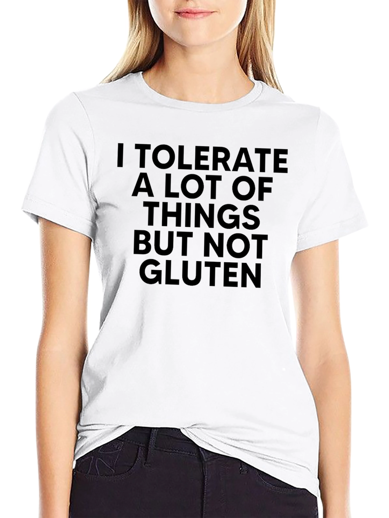 Gluten Intolerance Black T-Shirt: Tolerant to Most Things