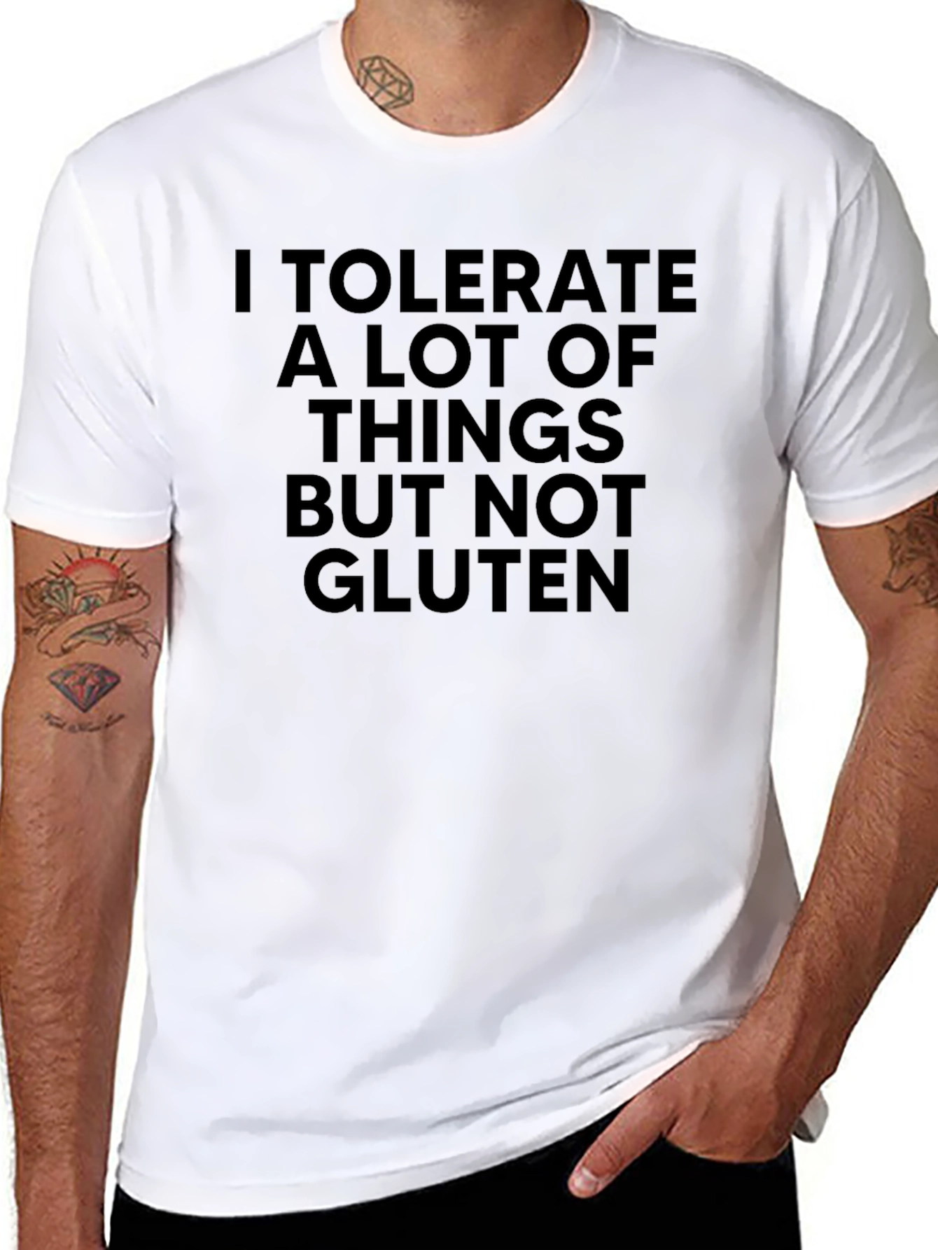 Gluten Intolerance Black T-Shirt: Tolerant to Most Things