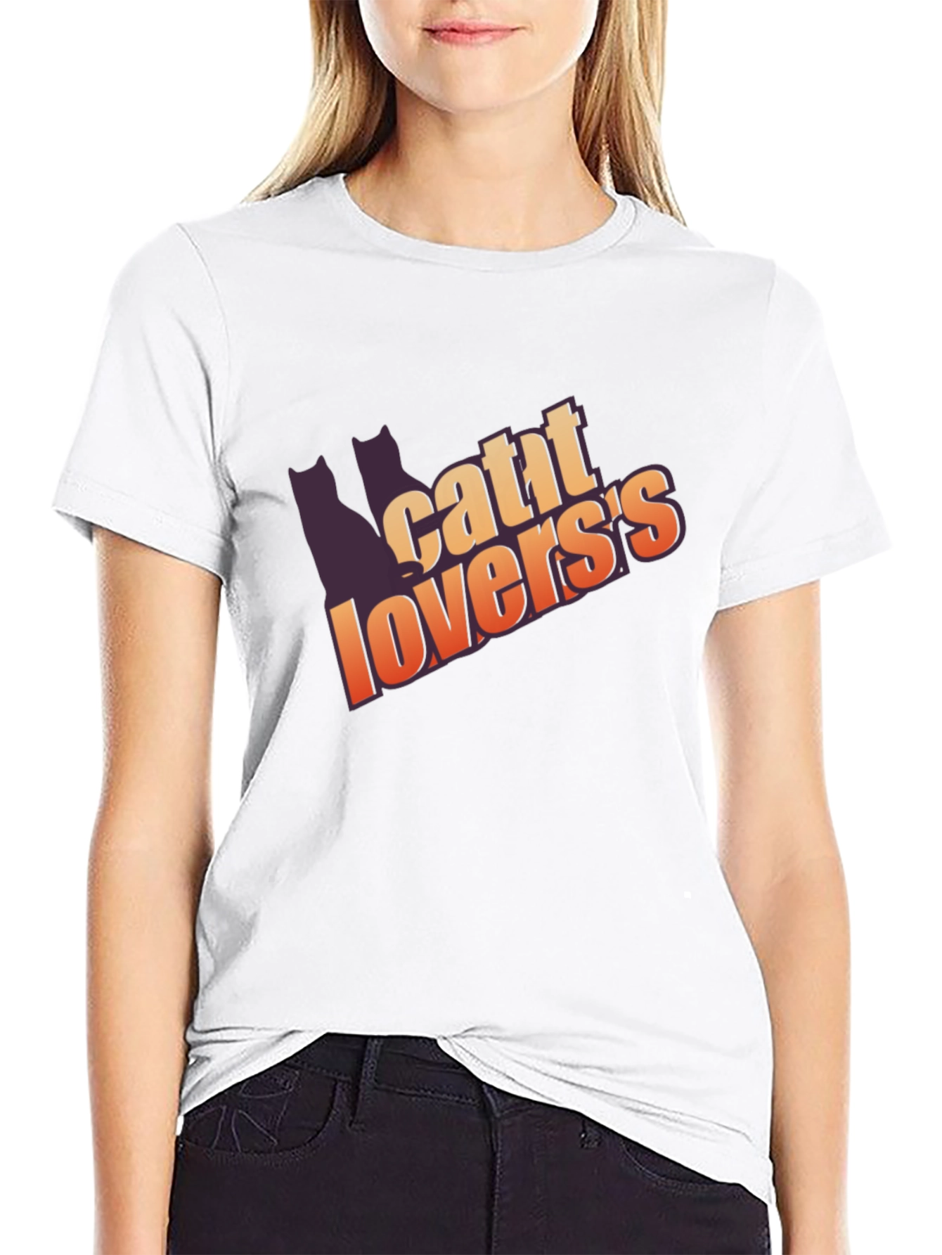 Cat Lovers Graphic T-Shirt - Black
