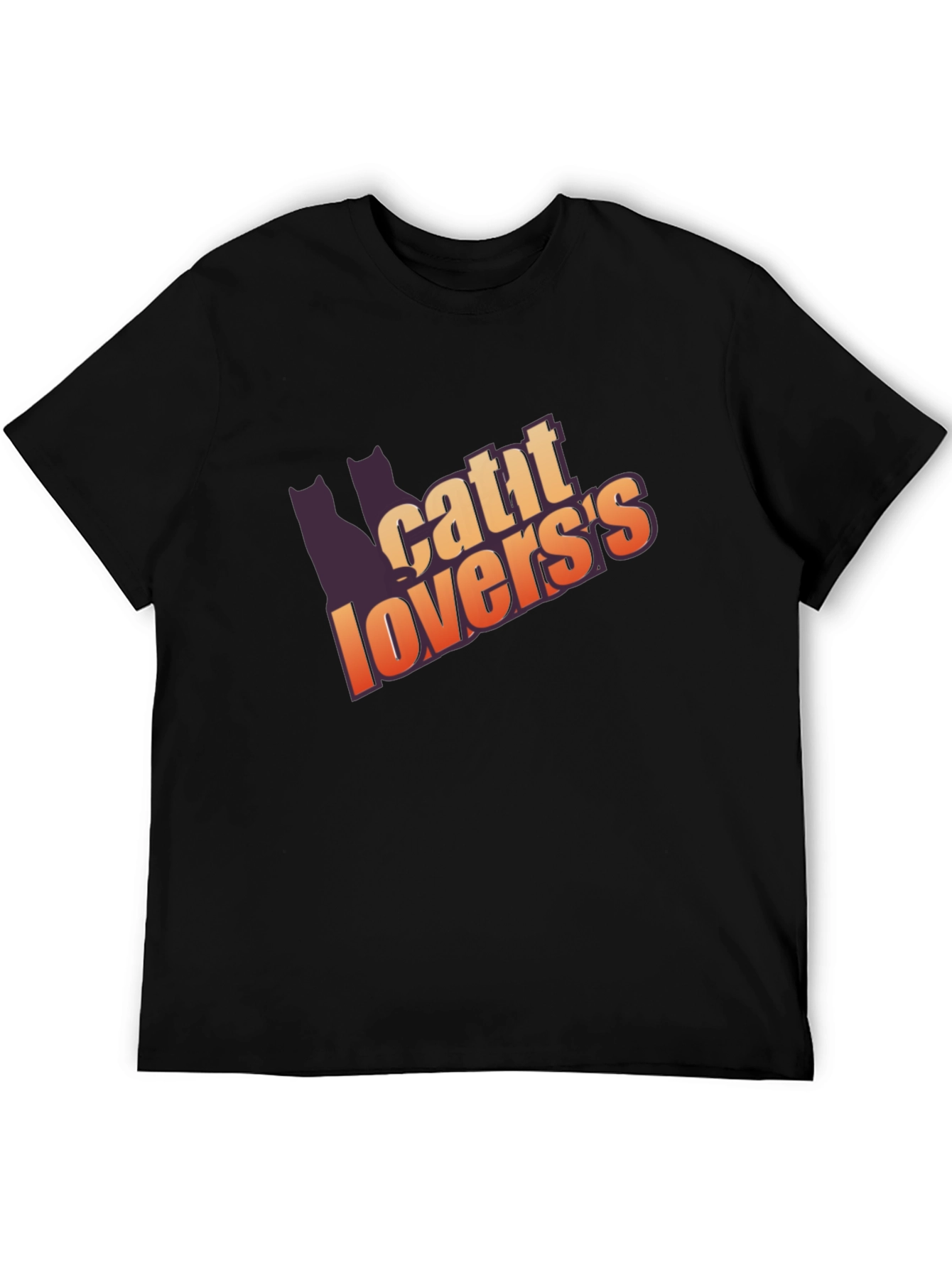 Cat Lovers Graphic T-Shirt - Black