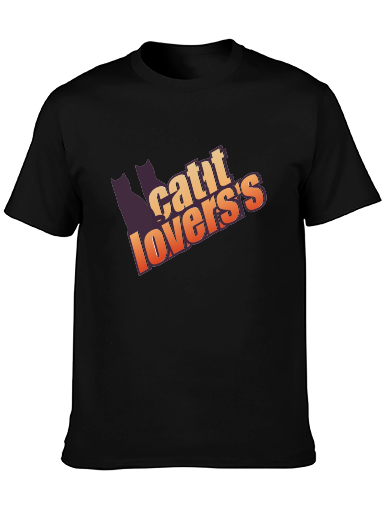 Cat Lovers Graphic T-Shirt - Black