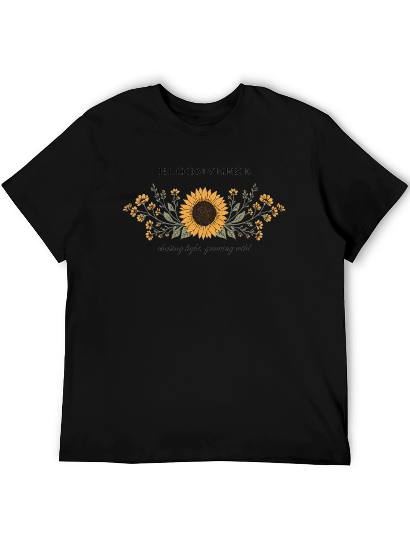Bloomverse Sunflower Graphic Tee - Black