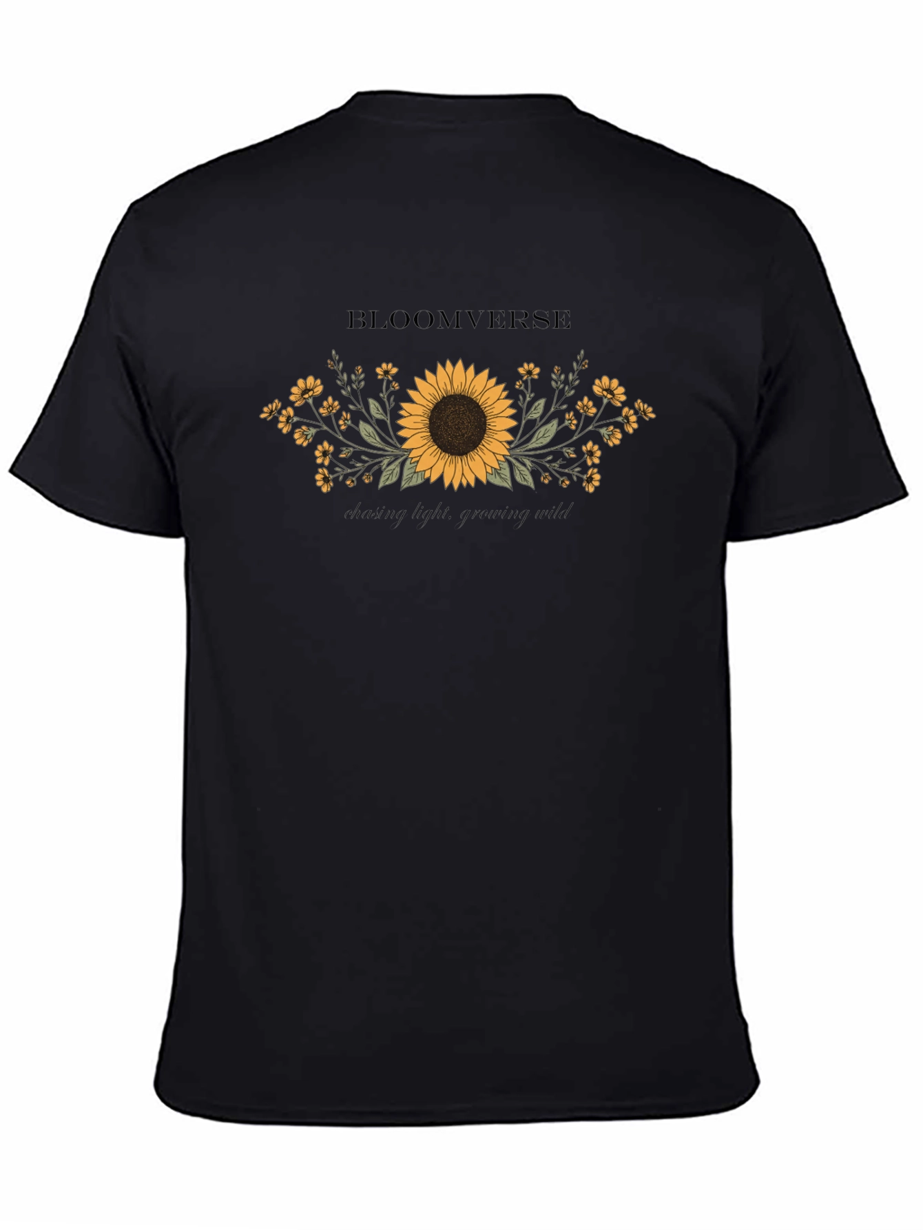 Bloomverse Sunflower Graphic Tee - Black