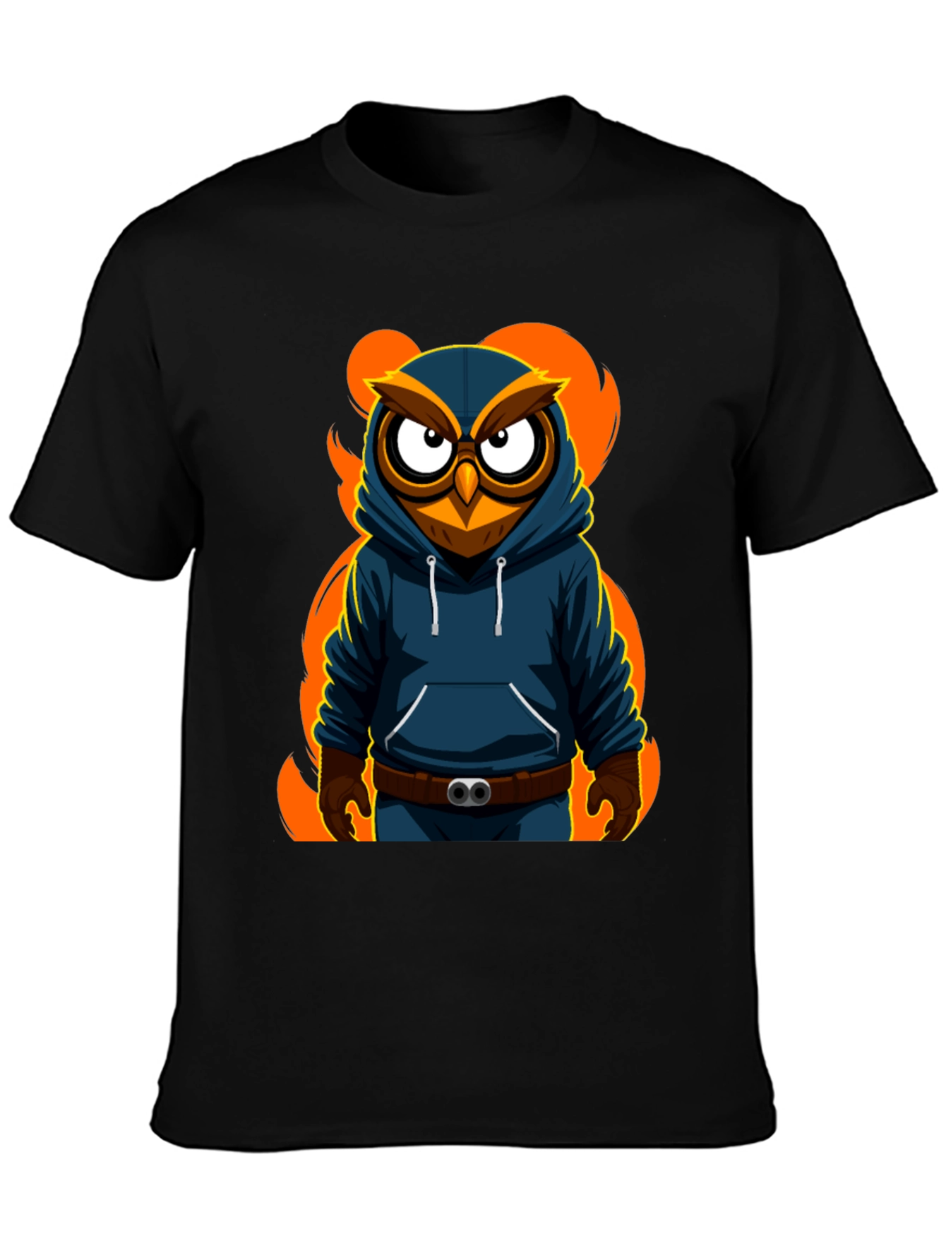 Cool Owl Graphic Print Black T-Shirt