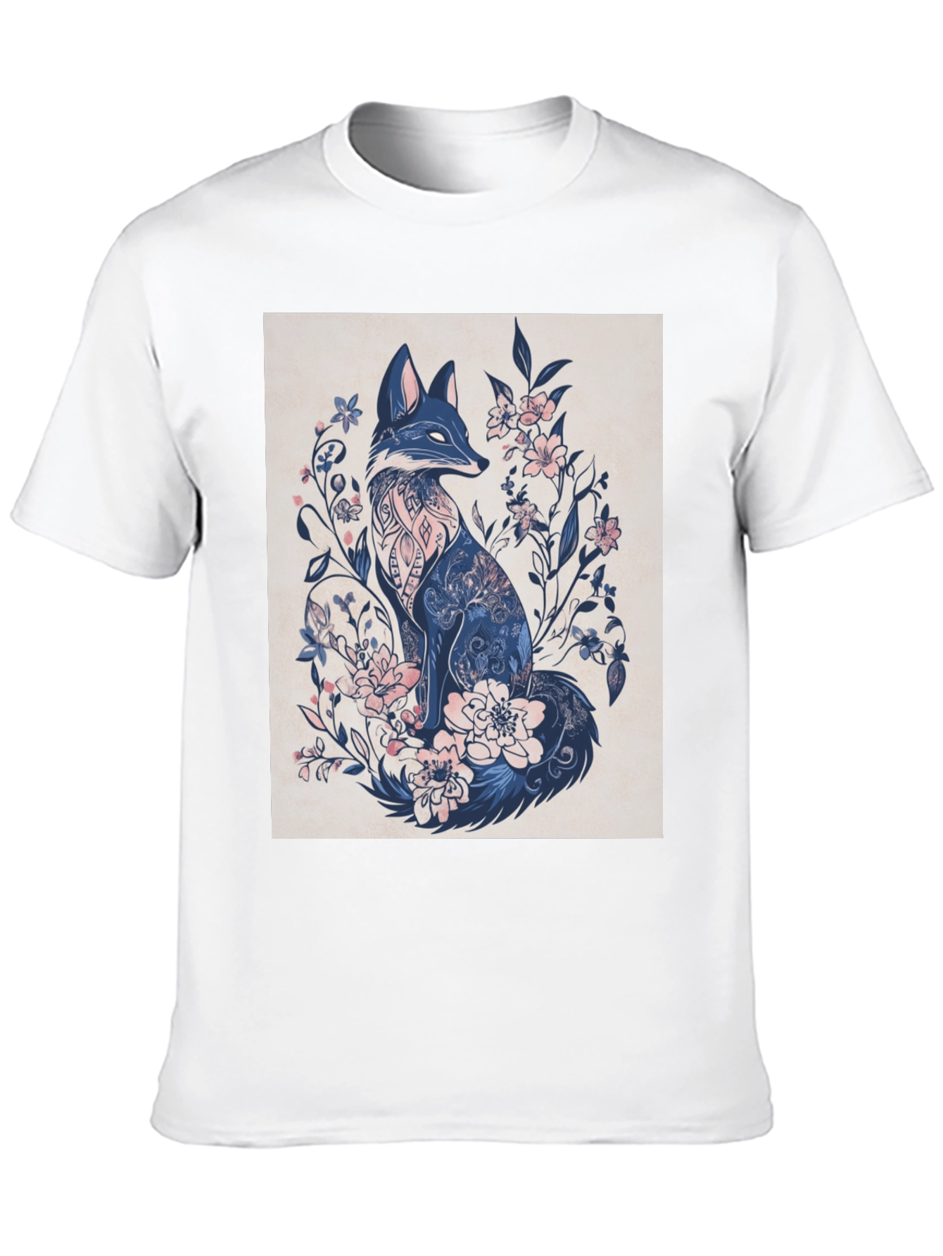 Floral Fox Graphic Tee - Stylish Mens T-Shirt