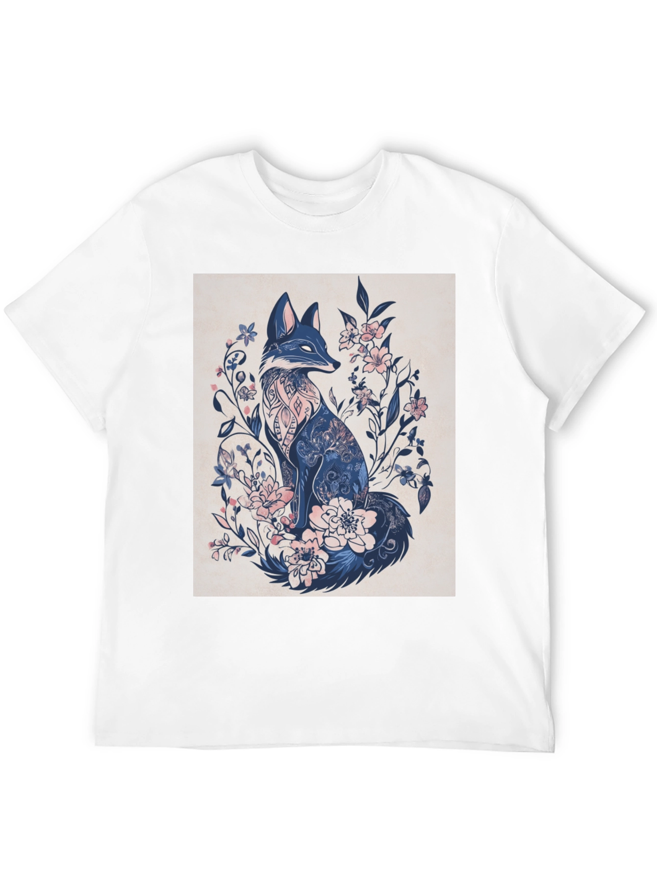 Floral Fox Graphic Tee - Stylish Mens T-Shirt