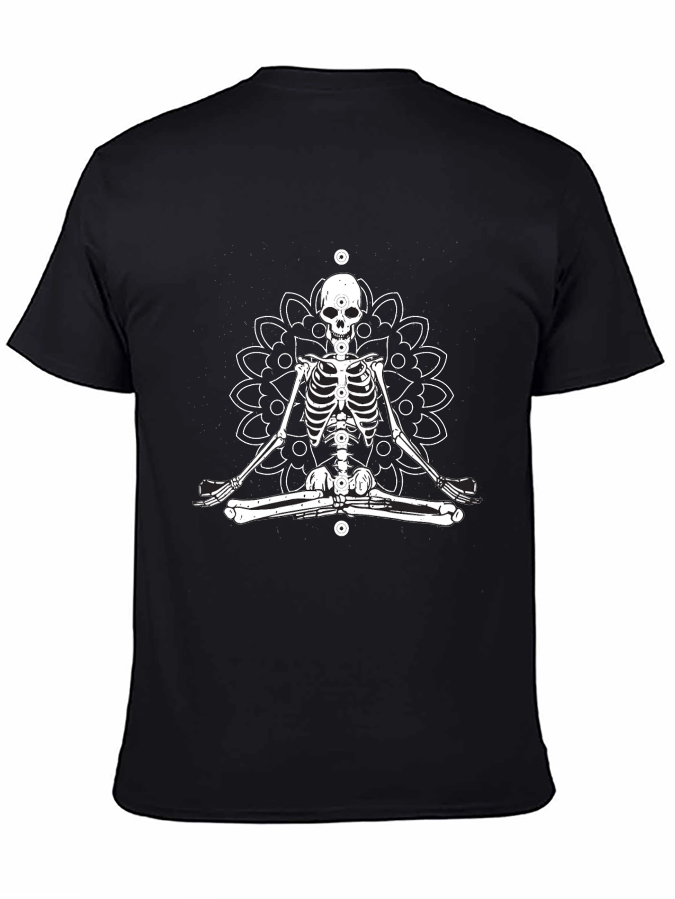 Meditating Skeleton Mandala T-Shirt - Black