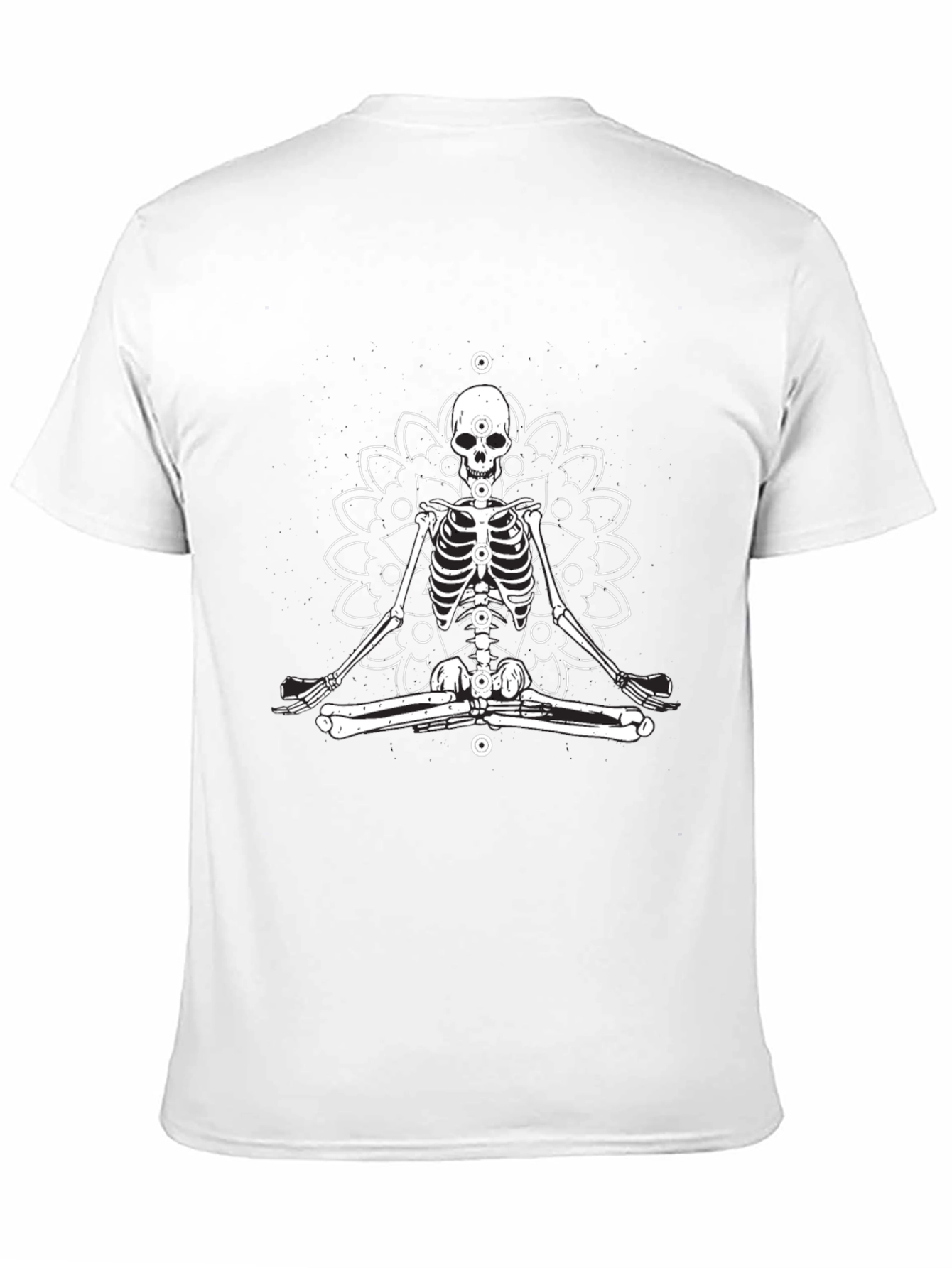 Meditating Skeleton Mandala T-Shirt - Black