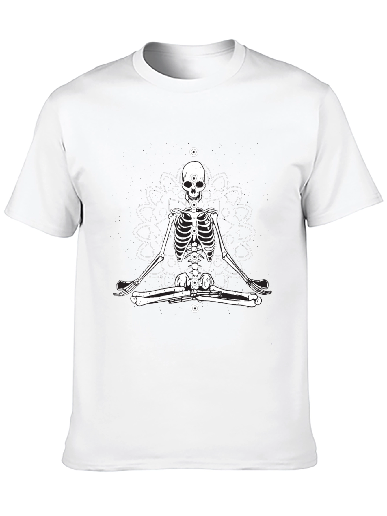 Meditating Skeleton Mandala T-Shirt - Black