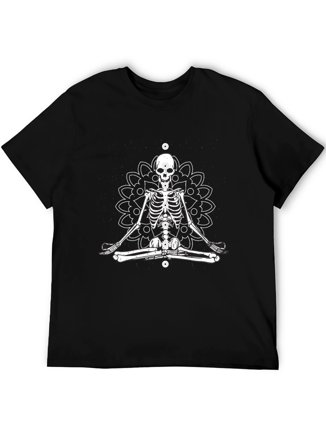Meditating Skeleton Mandala T-Shirt - Black