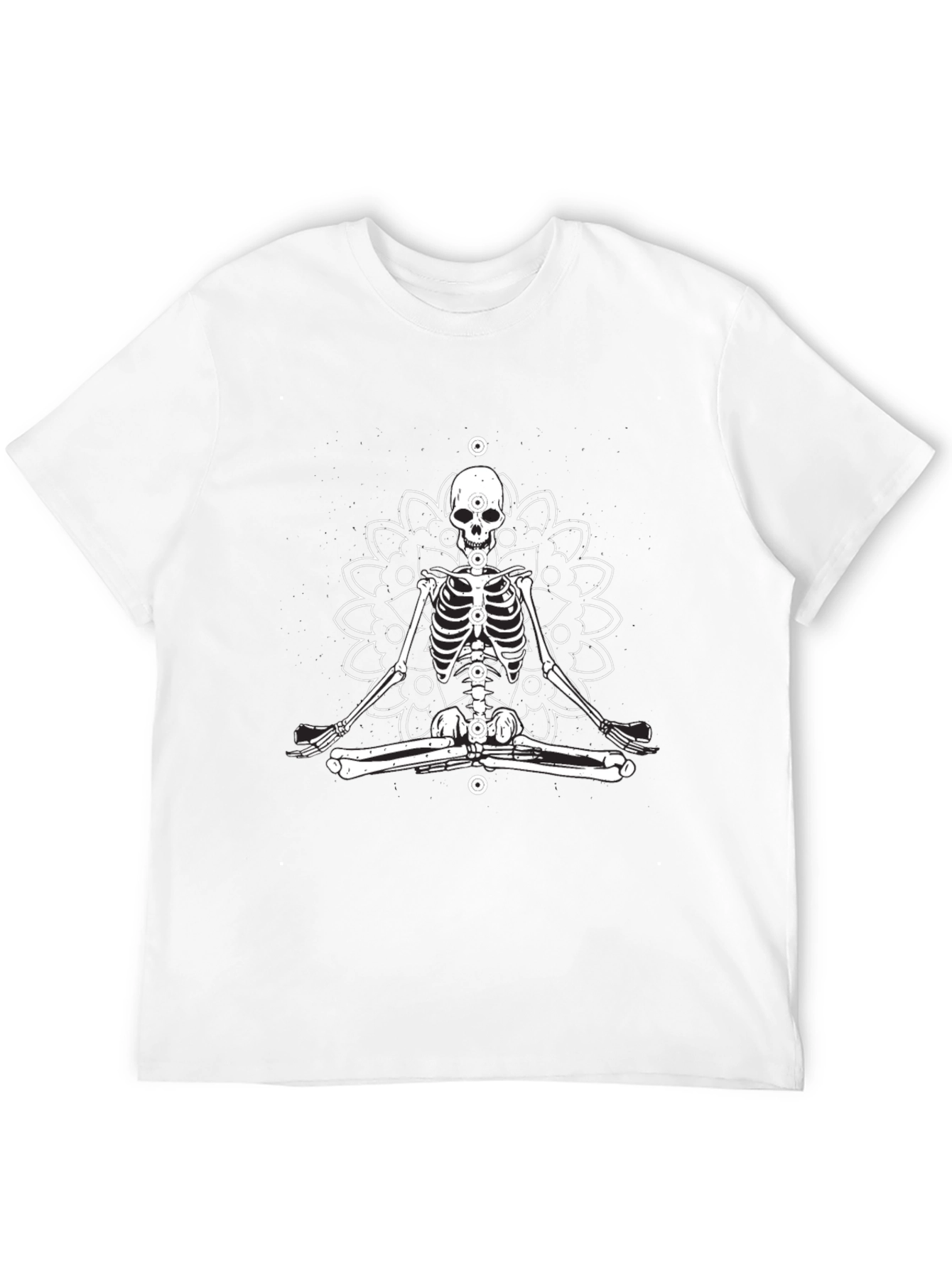 Meditating Skeleton Mandala T-Shirt - Black