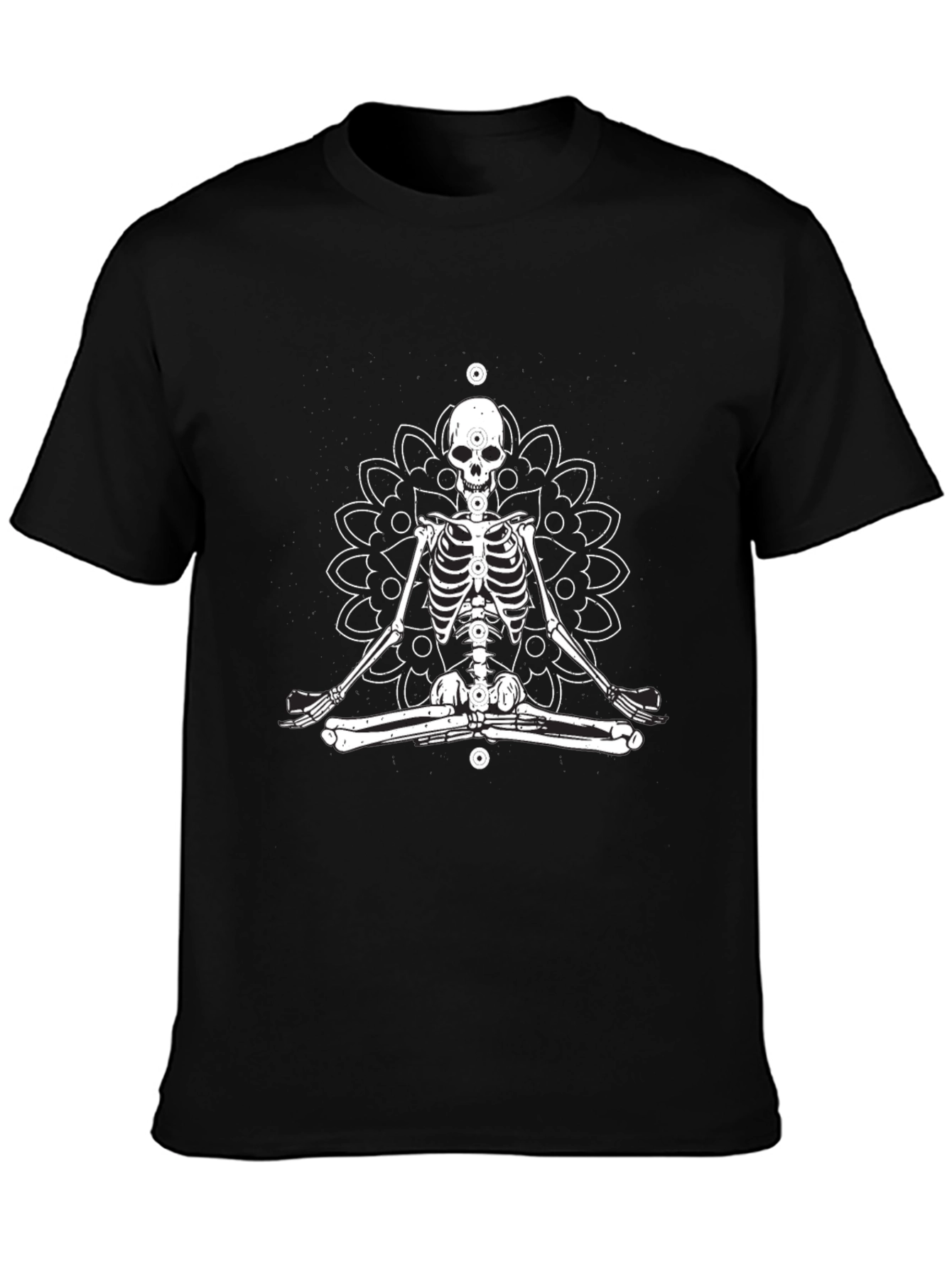 Meditating Skeleton Mandala T-Shirt - Black
