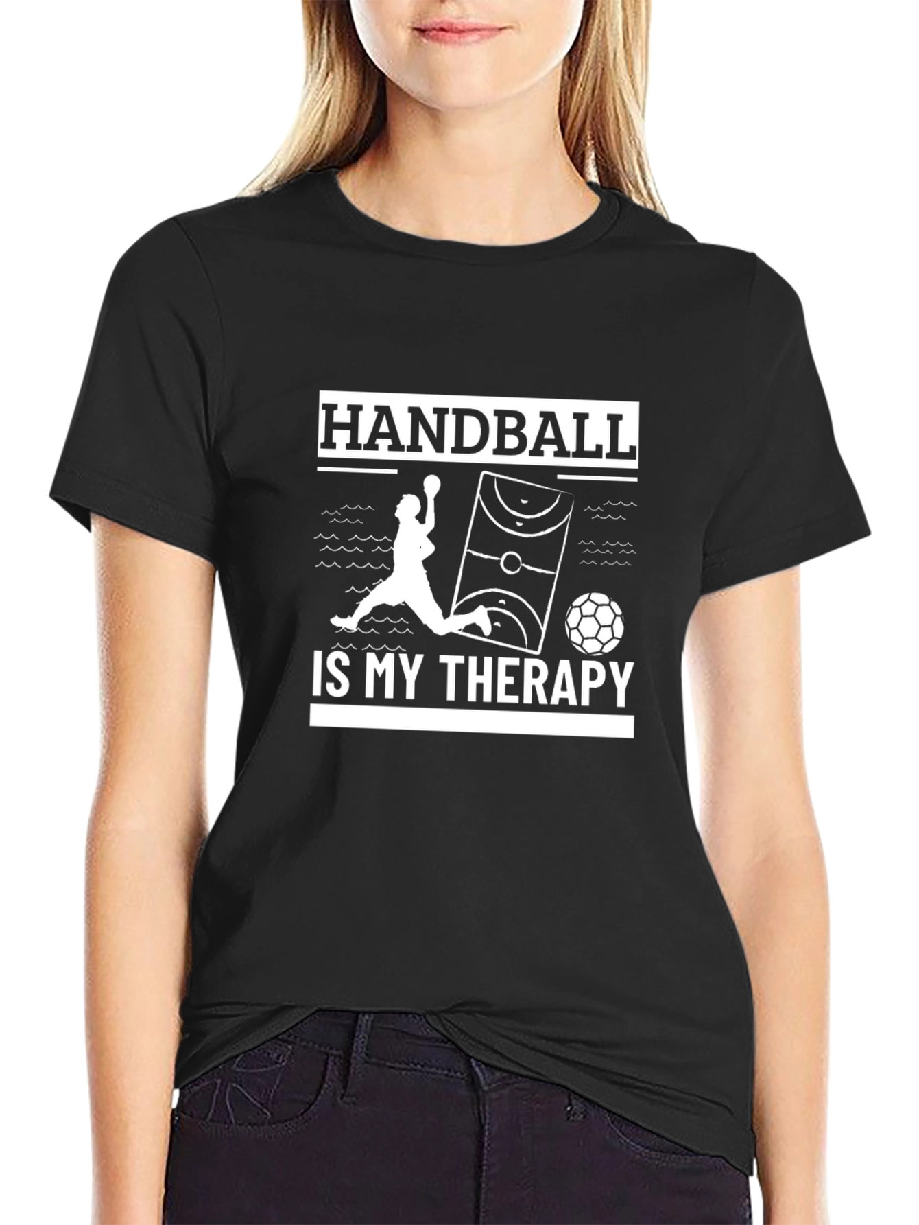 Handball Therapy T-Shirt - Black Cotton Graphic Tee