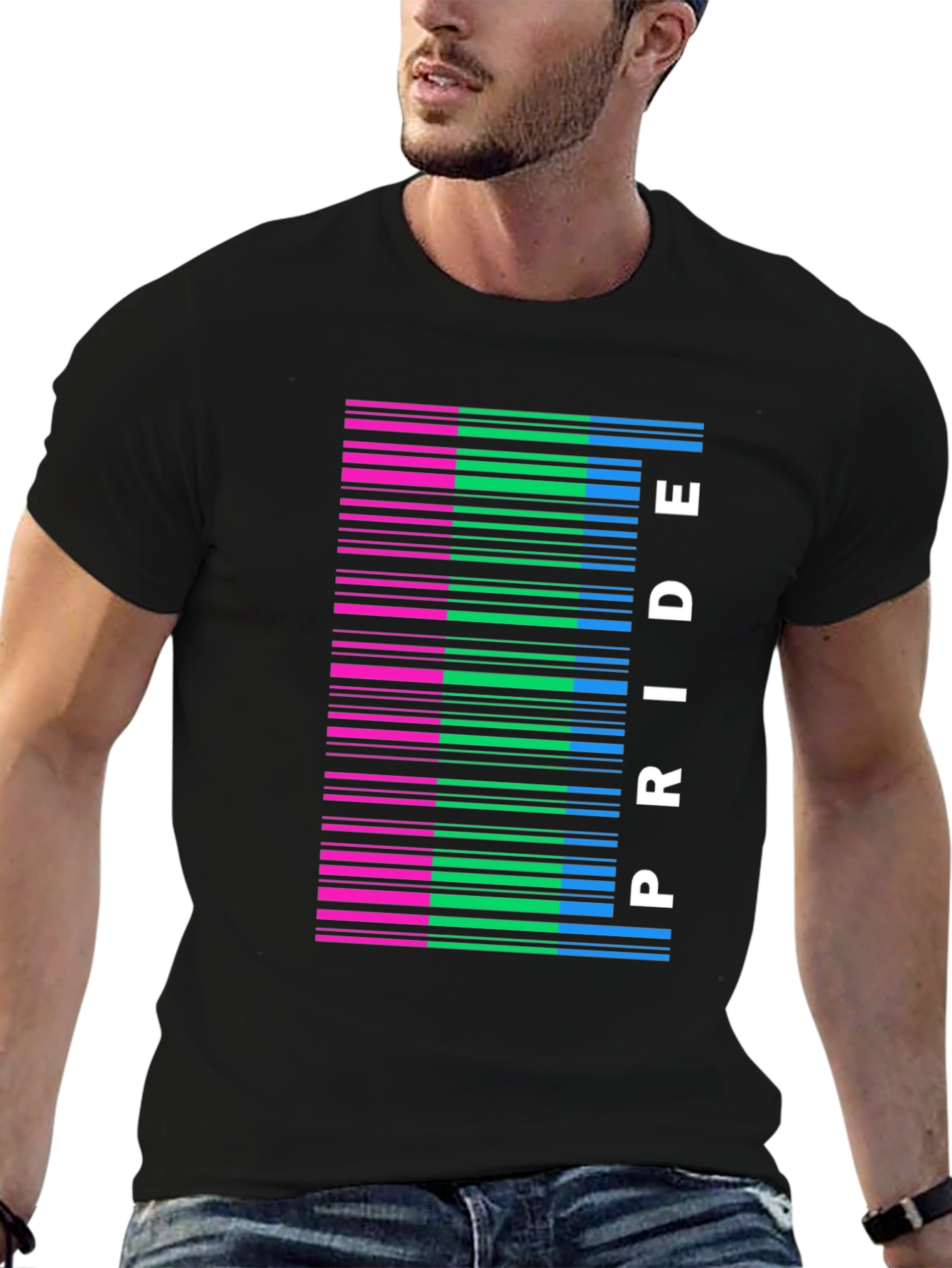 Pride Barcode Graphic T-Shirt - Black