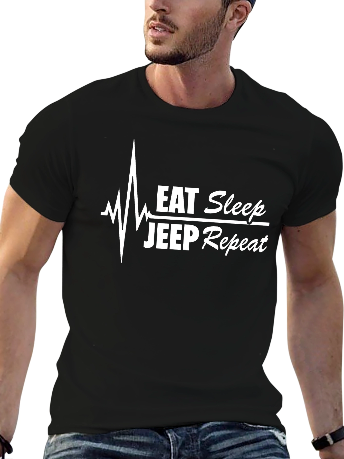 Eat Sleep Jeep Repeat Black Graphic Tee