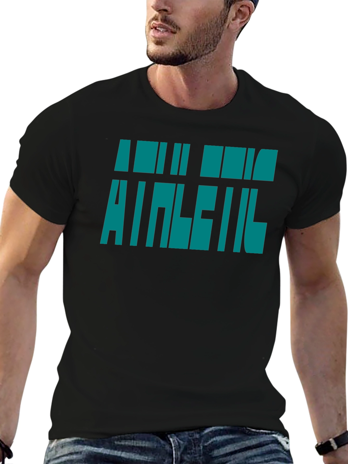 Athletic Graphic Print Black T-Shirt