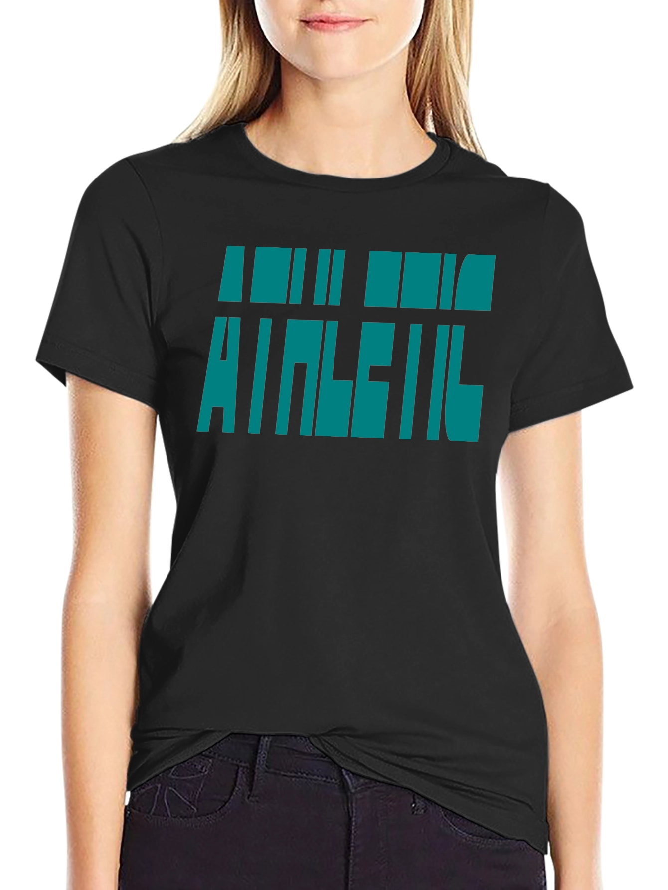 Athletic Graphic Print Black T-Shirt