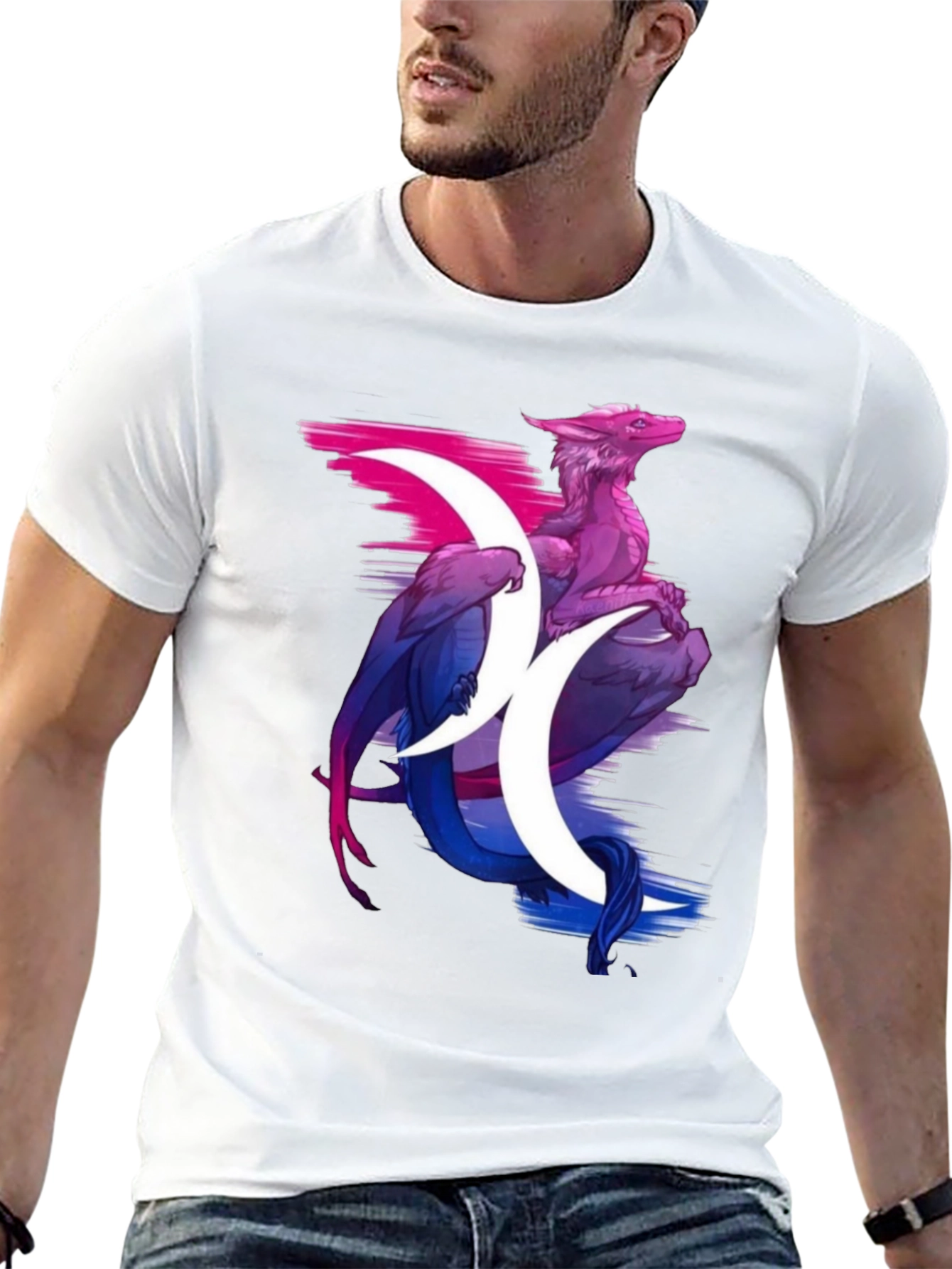 Bi Pride Dragon Graphic T-Shirt - Black
