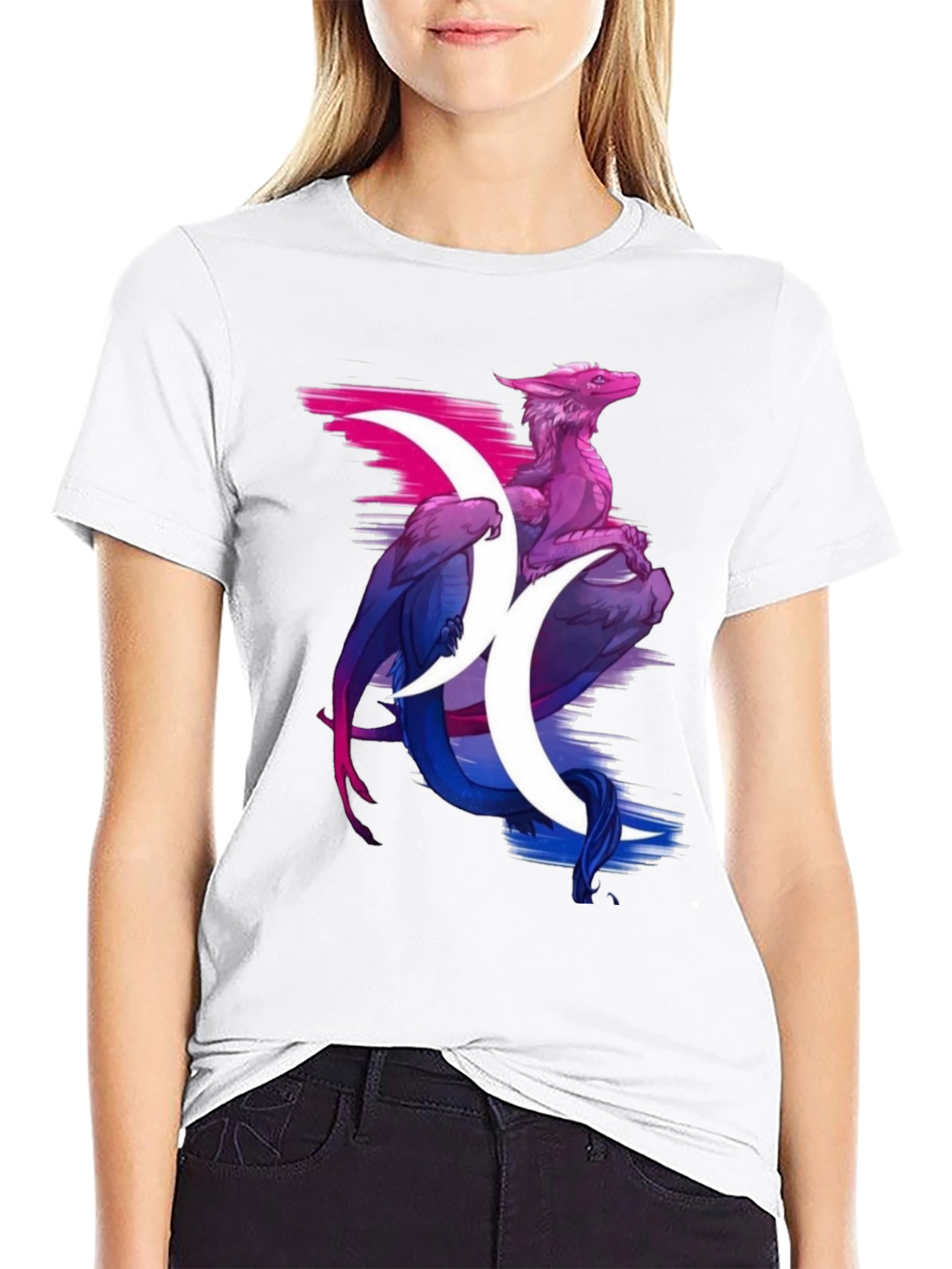 Bi Pride Dragon Graphic T-Shirt - Black