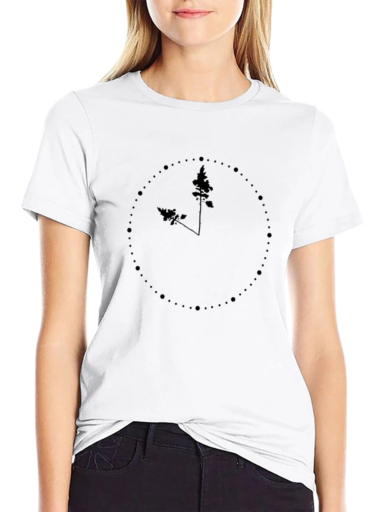 Abstract Tree Clock Black T-Shirt