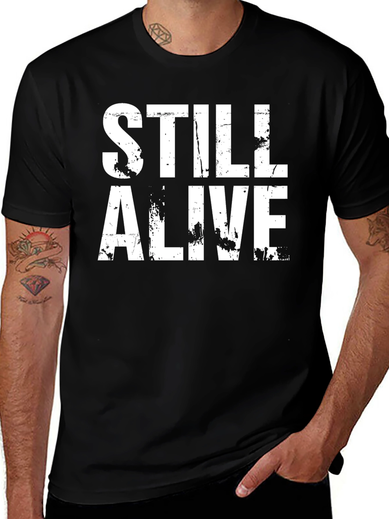 Still Alive Graphic Tee - Black Cotton T-Shirt