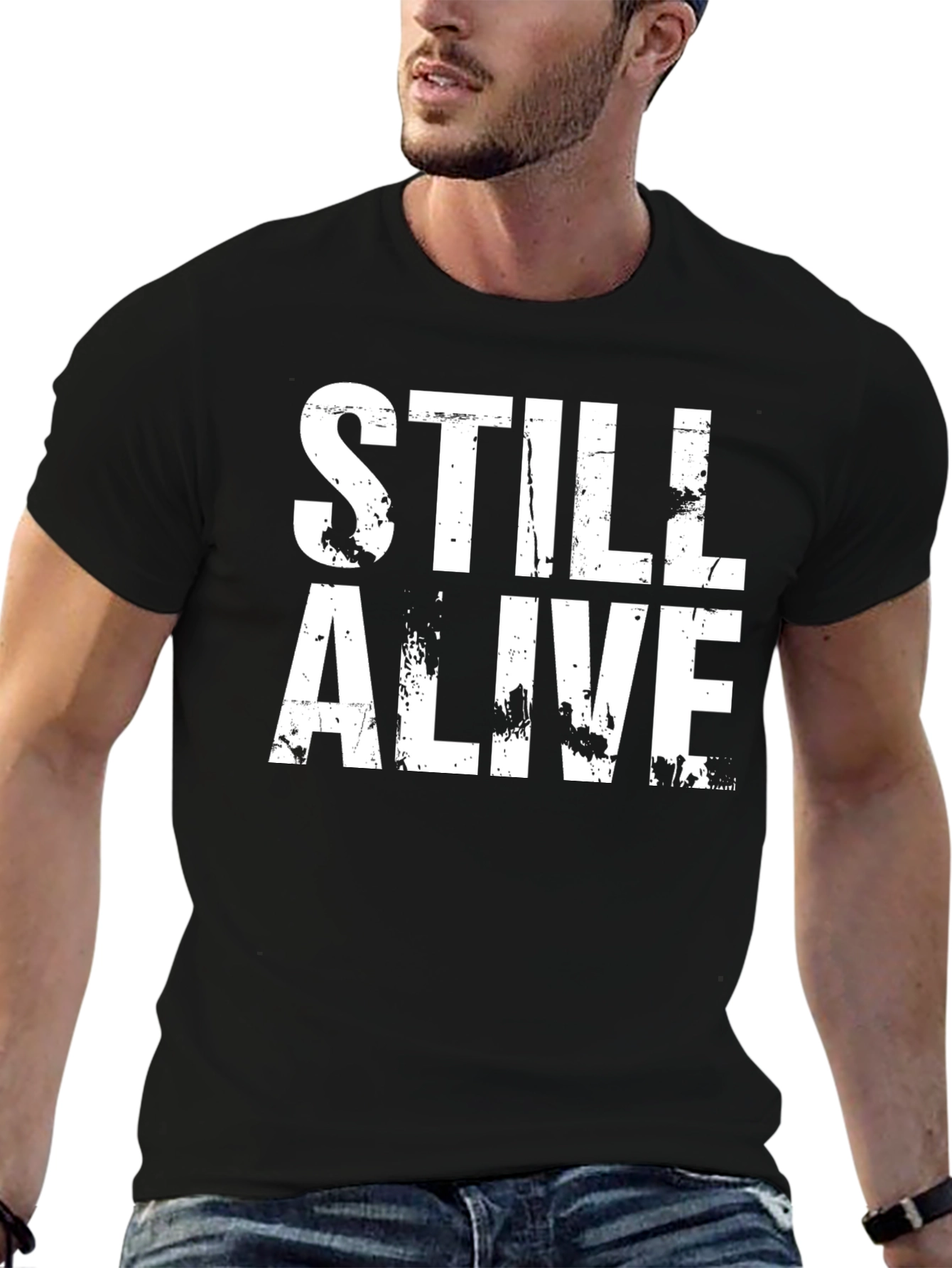 Still Alive Graphic Tee - Black Cotton T-Shirt