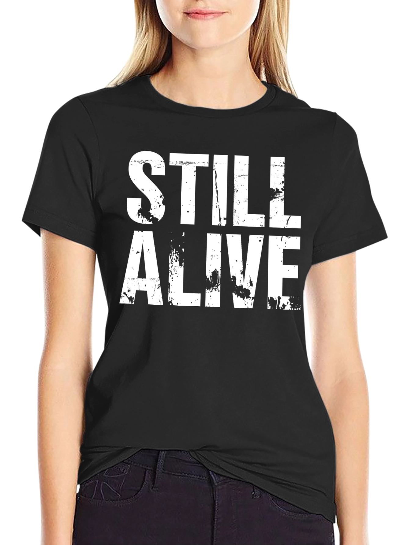 Still Alive Graphic Tee - Black Cotton T-Shirt