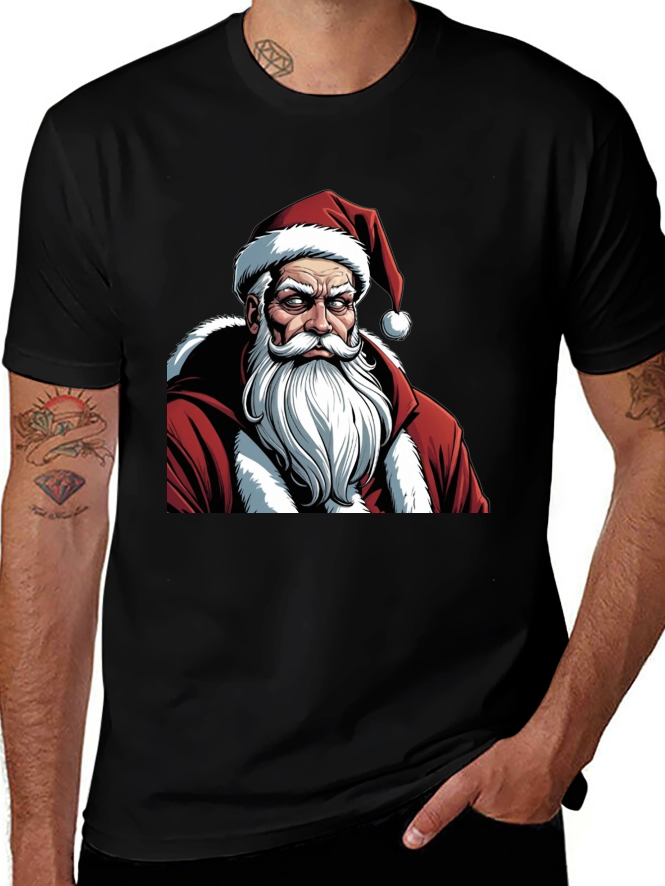 Grumpy Santa Graphic Tee - Holiday Humor T-Shirt