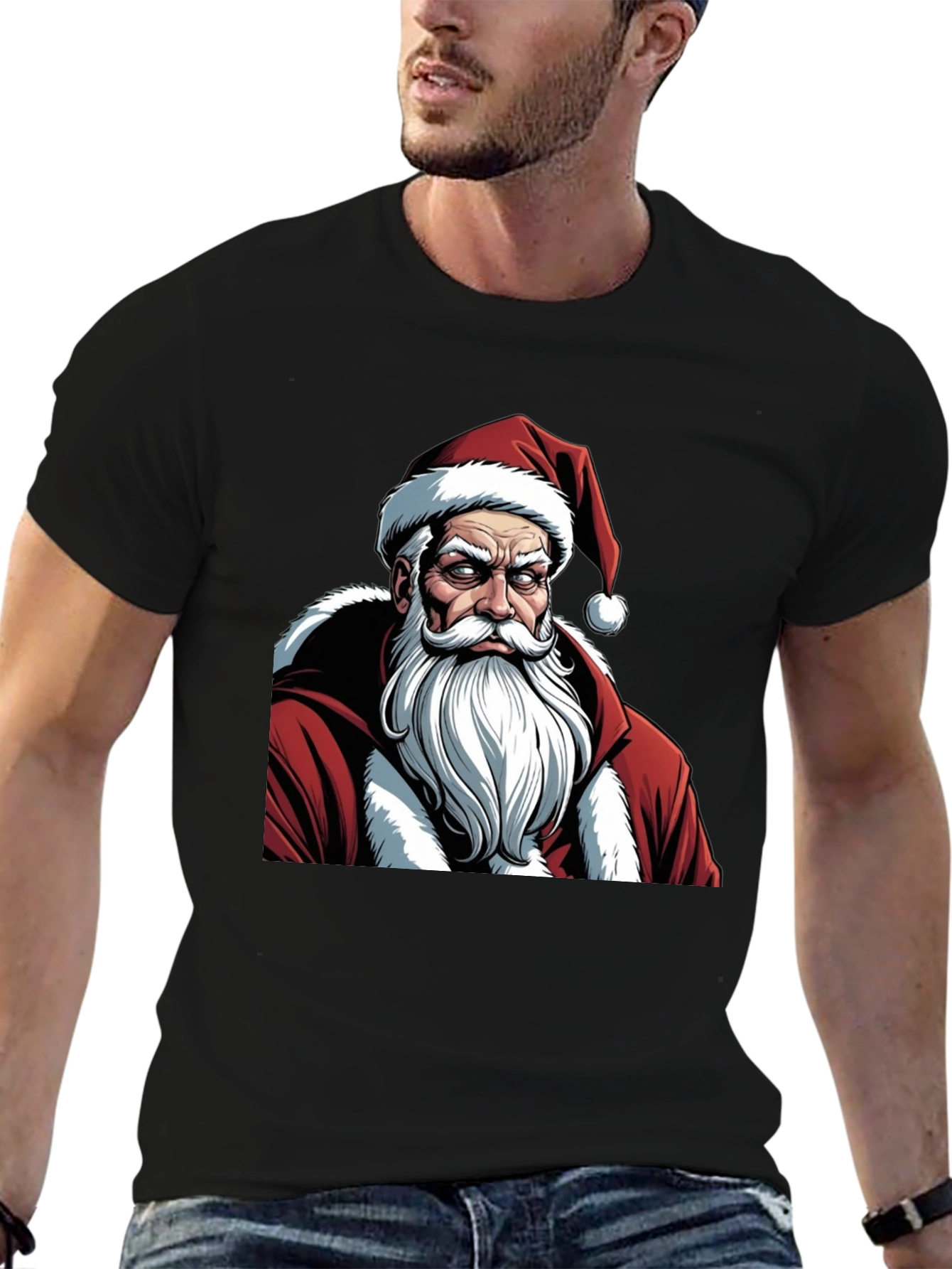Grumpy Santa Graphic Tee - Holiday Humor T-Shirt