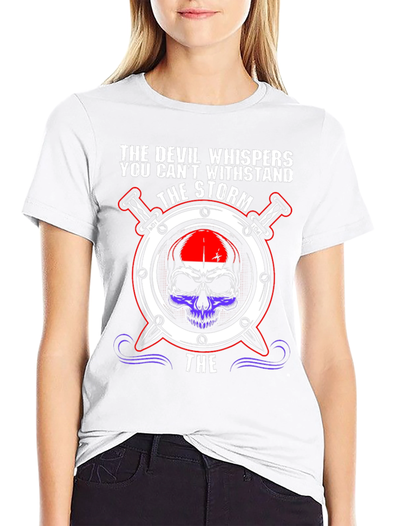 The Devil Whispers Storm Skull T-Shirt