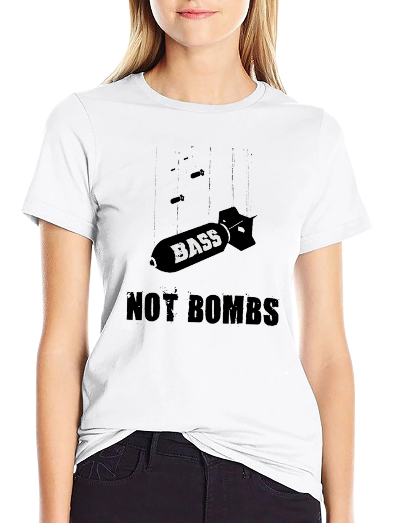 Bass Not Bombs Black Graphic Tee
