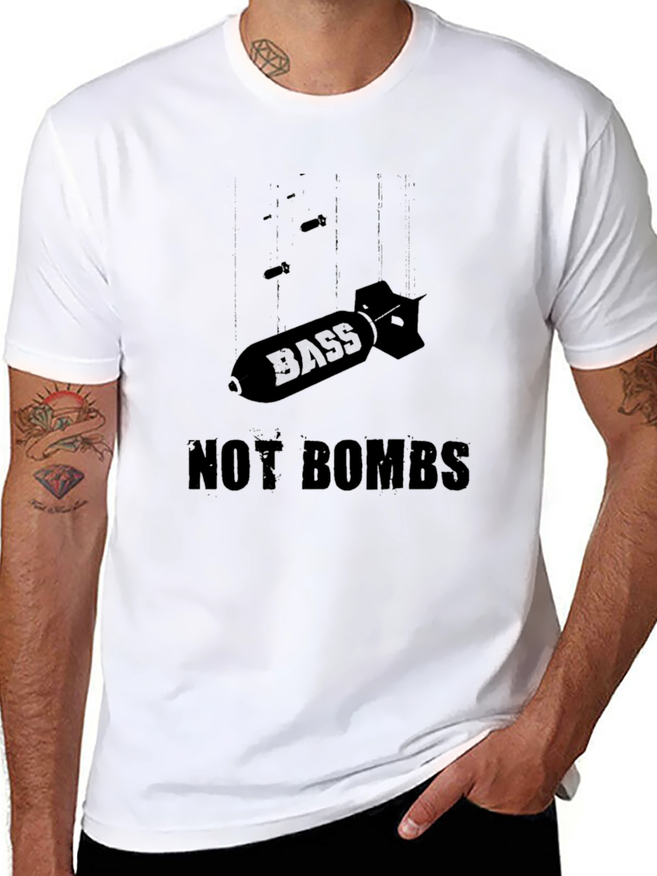 Bass Not Bombs Black Graphic Tee