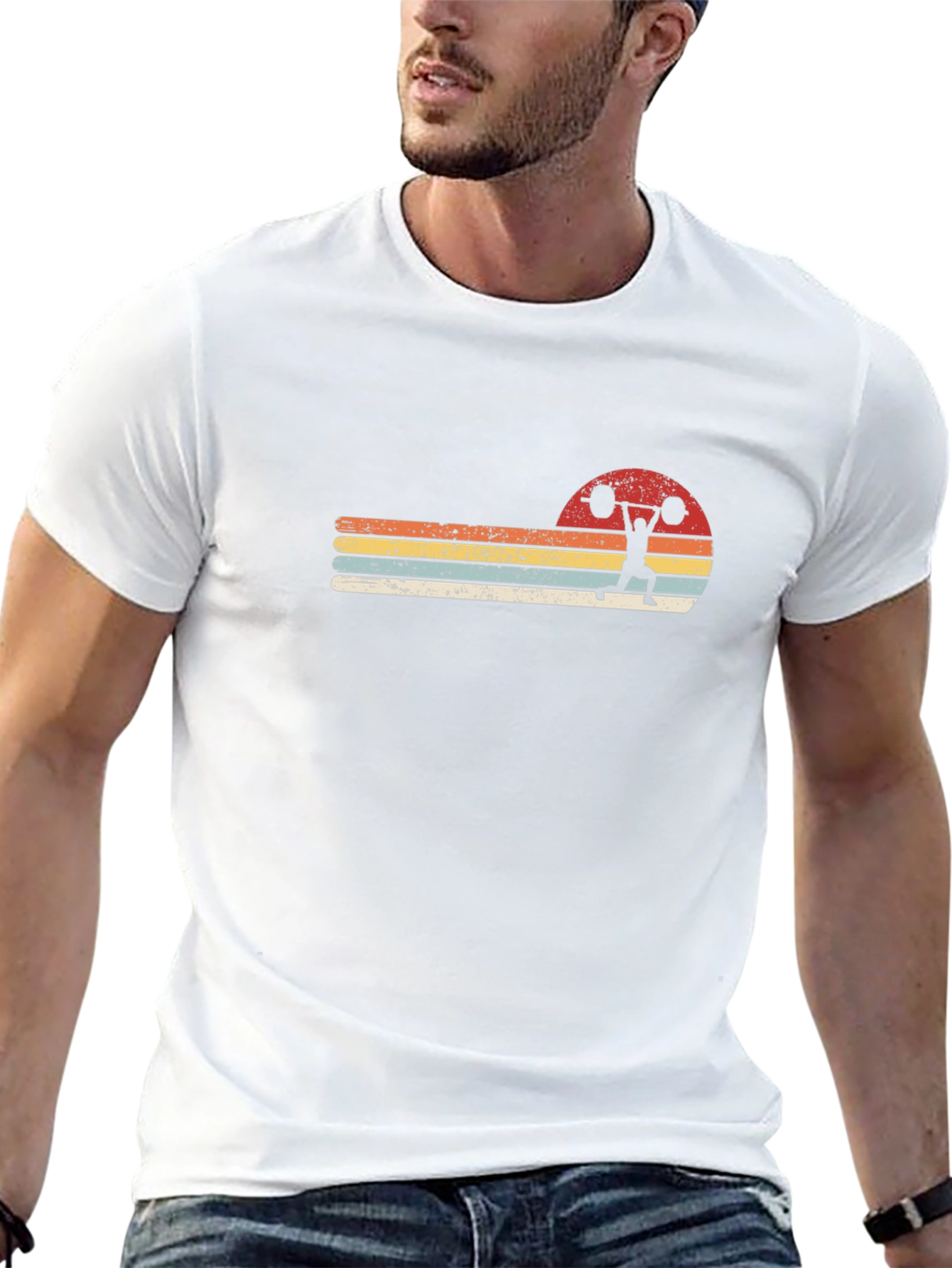 Retro Weightlifting Sunset T-Shirt