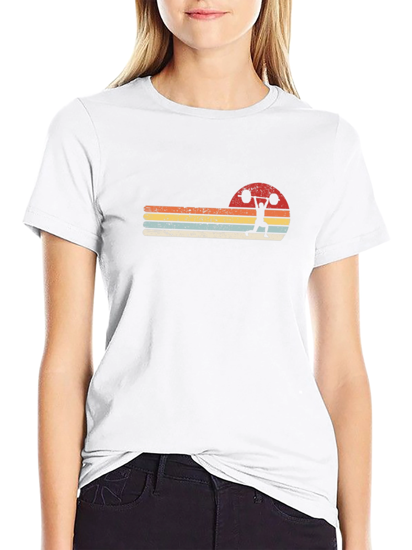 Retro Weightlifting Sunset T-Shirt