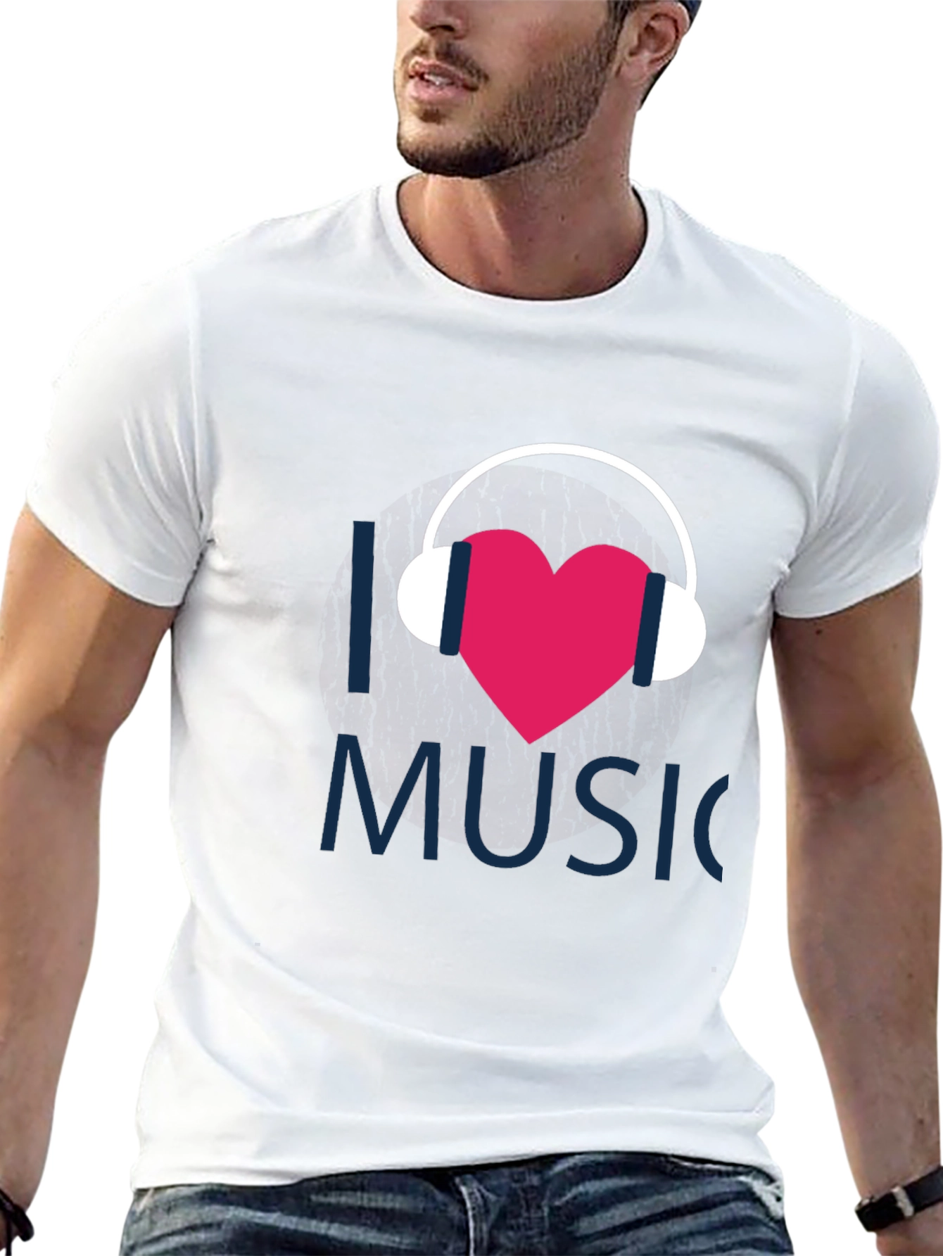 I Love Music T-Shirt Black Mens Casual Wear