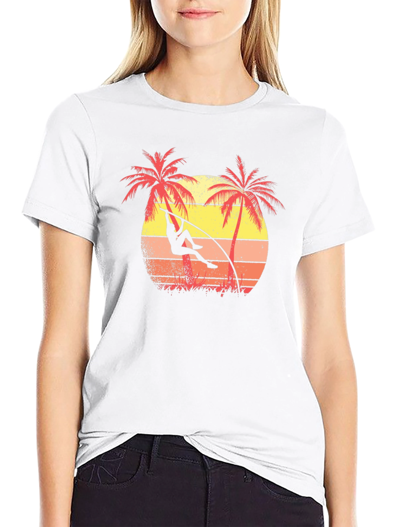 Retro Pole Vault T-Shirt Palm Tree Graphic