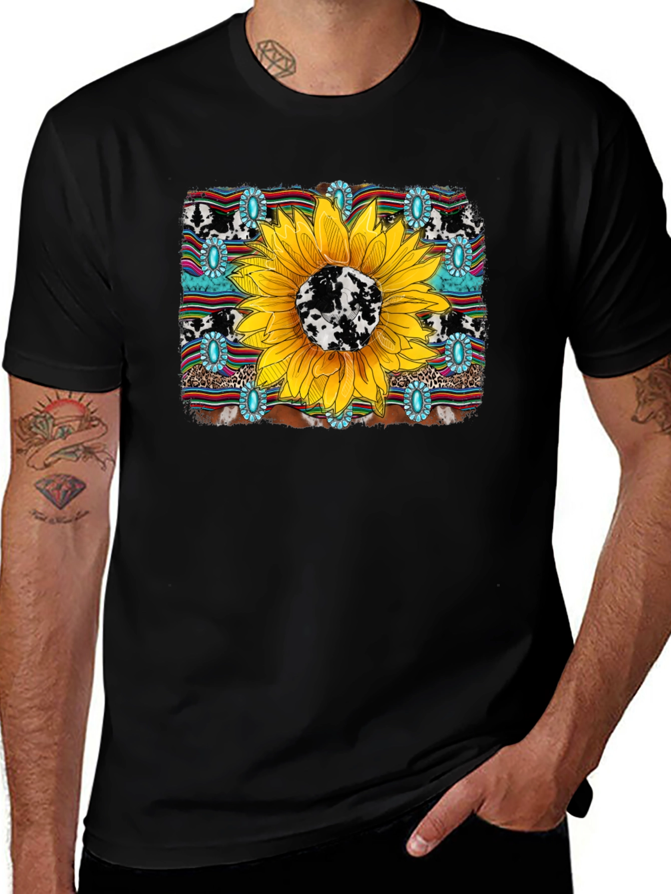 Sunflower Cow Print Graphic Tee