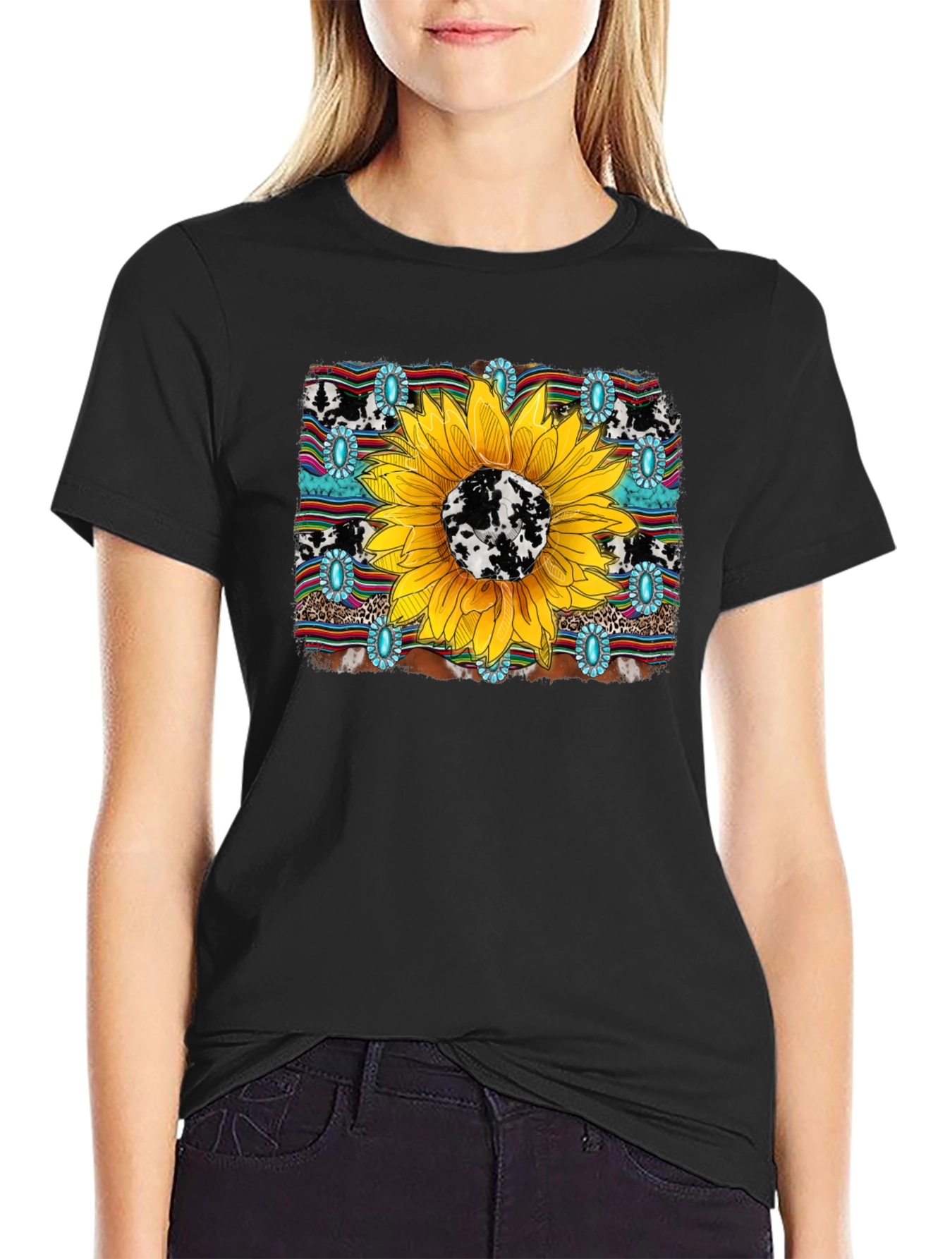 Sunflower Cow Print Graphic Tee